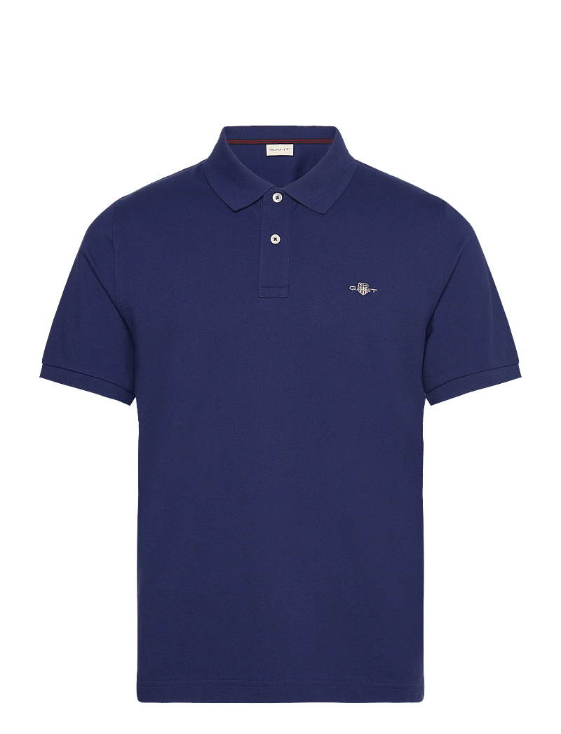 GANT - SHIELD LOGO SS PIQUE - kurzärmelig - rich navy - 0