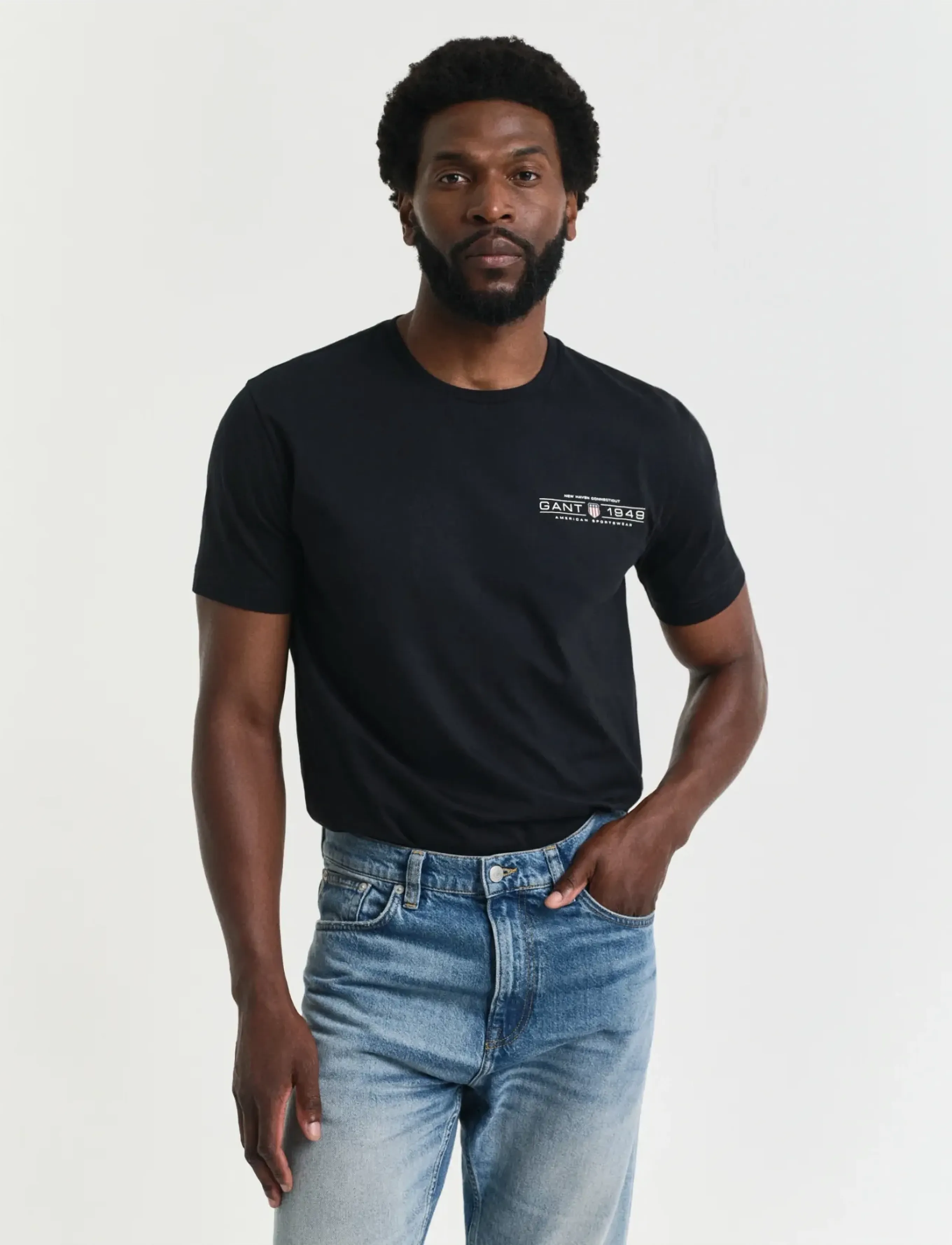 Gant PRINTED GRAPHIC SS T-SHIRT - Deals - BLACK / black