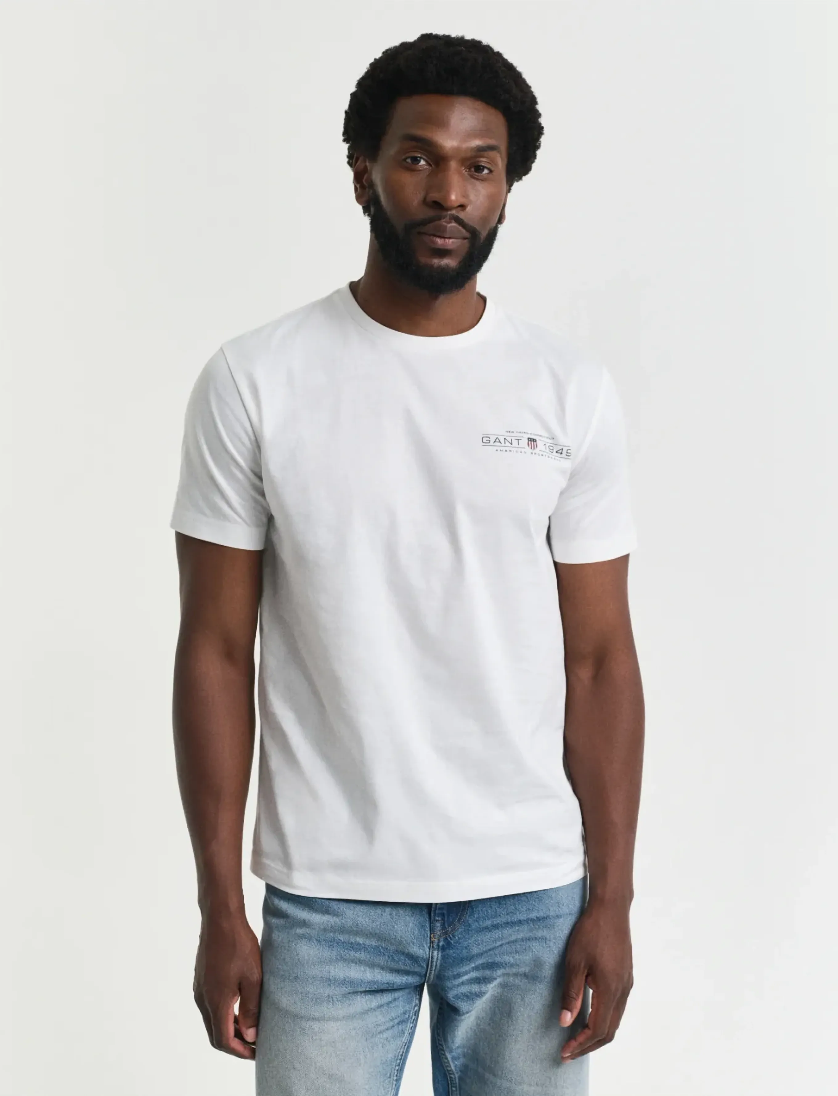 GANT PRINTED GRAPHIC SS T-SHIRT - Tøj - EGGSHELL / cream