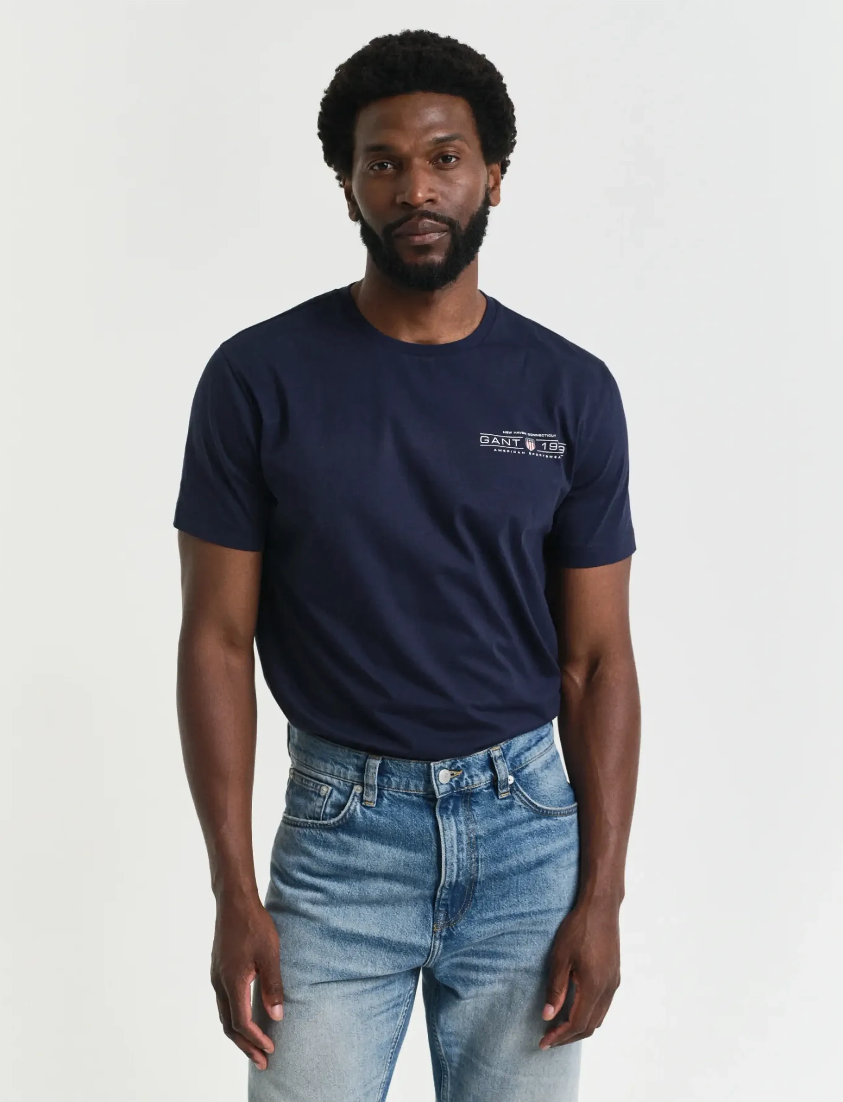 GANT PRINTED GRAPHIC SS T-SHIRT - Preppy - EVENING BLUE / navy