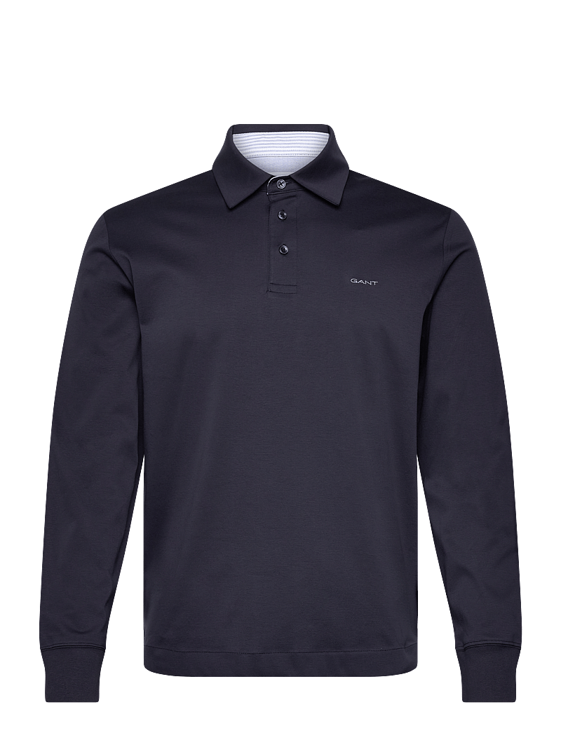 GANT - MERCERIZED LS JERSEY RUGGER - langärmelig poloshirt - evening blue - 0