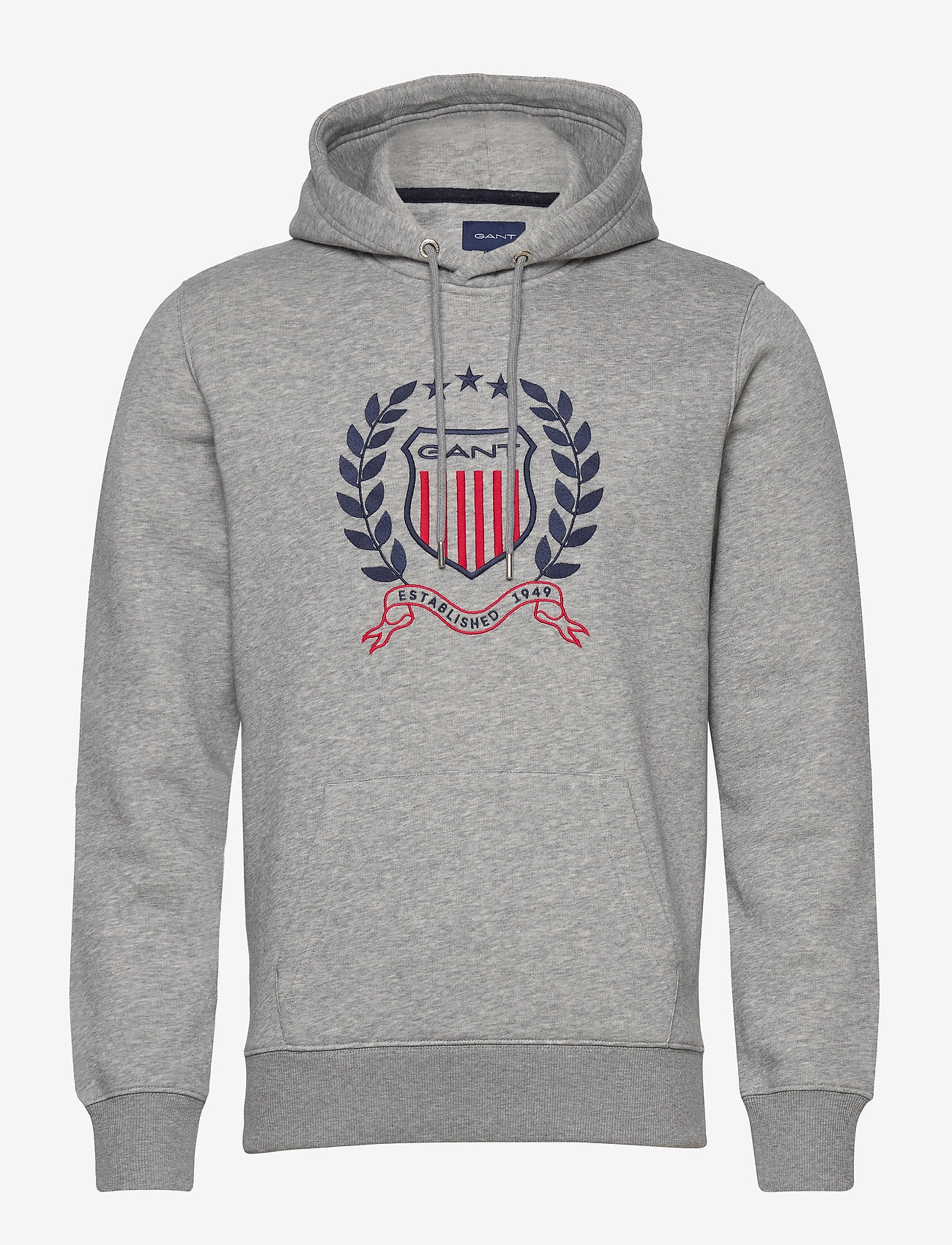 GANT - D1. GANT CREST HOODIE - grey melange - 0