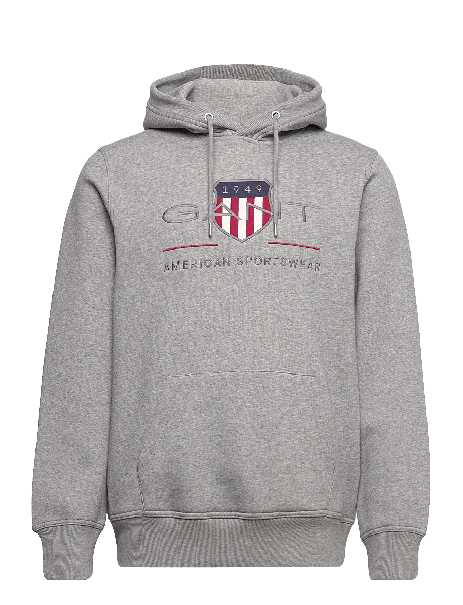 Gant - REG ARCHIVE SHIELD HOODIE - džemperiai su gobtuvu - grey melange - 1