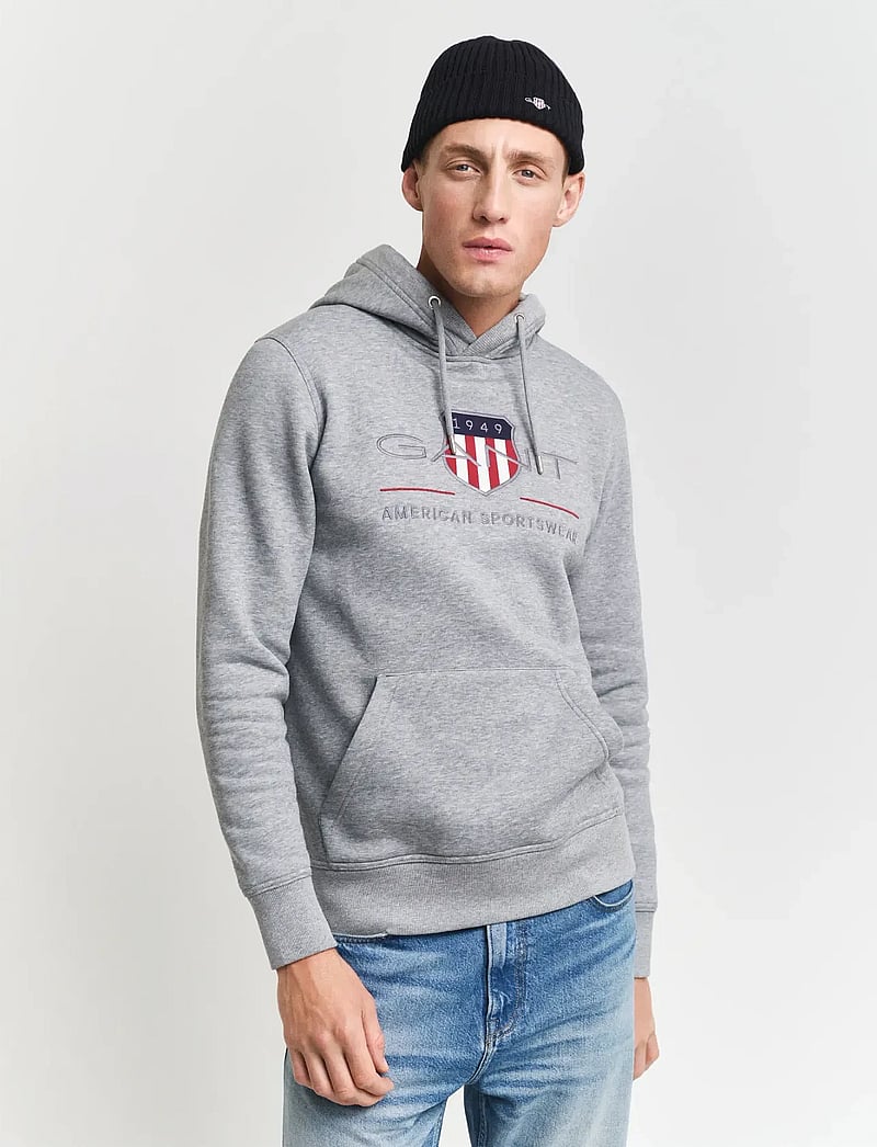 GANT - REG ARCHIVE SHIELD HOODIE - hoodies - grey melange - 0