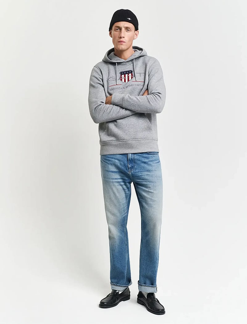 GANT - REG ARCHIVE SHIELD HOODIE - hoodies - grey melange - 5