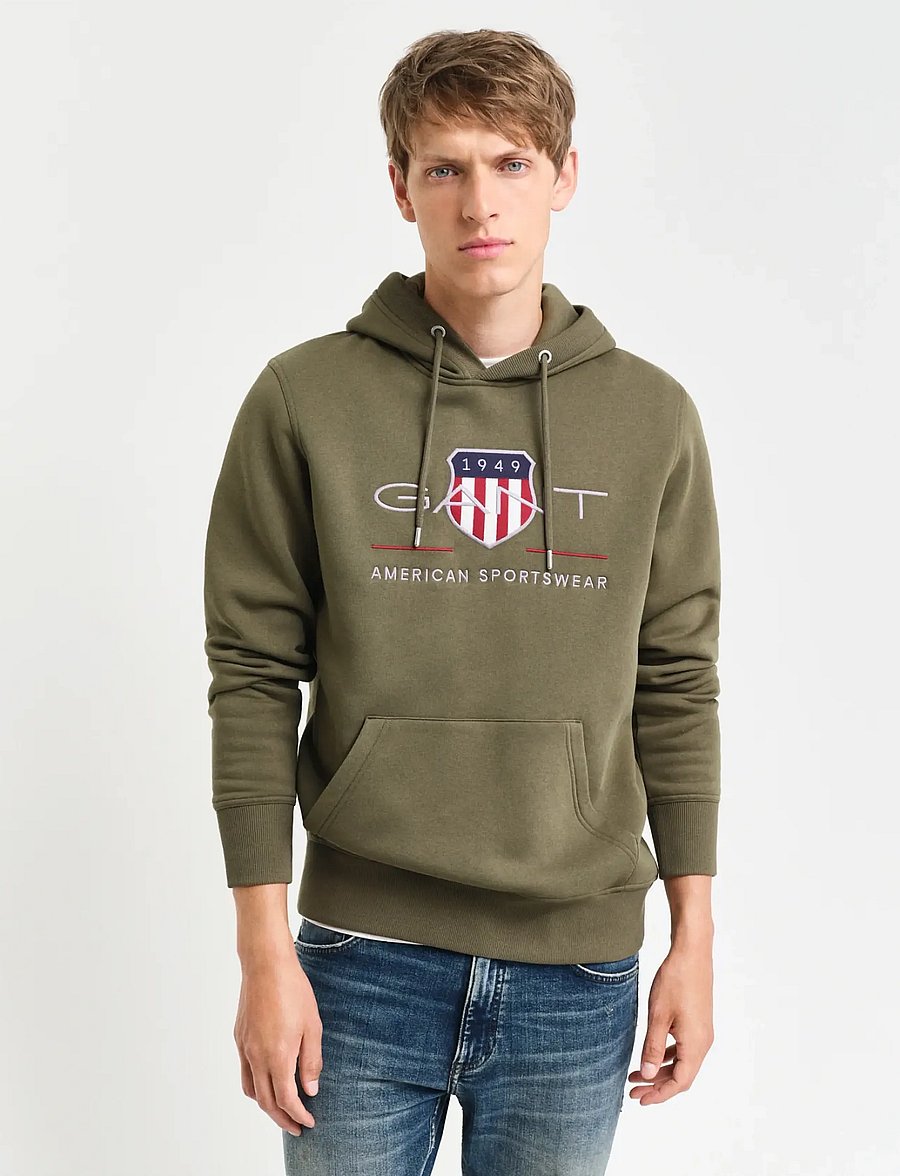 Gant - REG ARCHIVE SHIELD HOODIE - kapuzenpullover - juniper green - 0