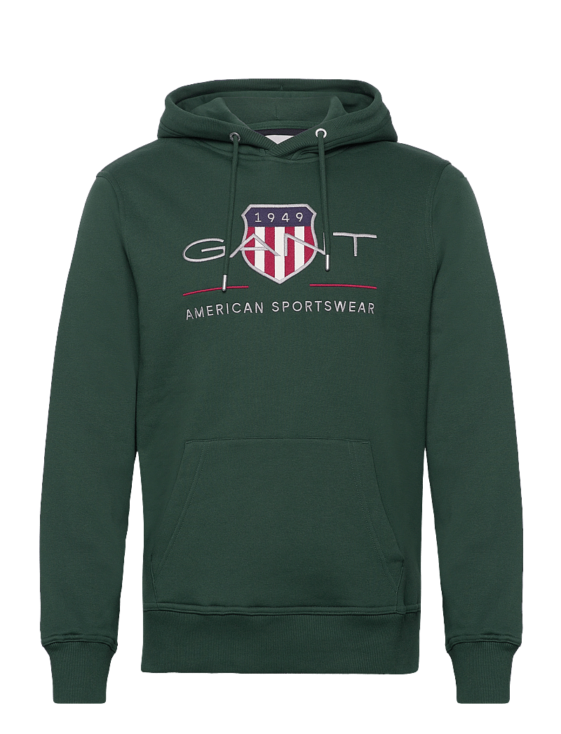 GANT - REG ARCHIVE SHIELD HOODIE - kapuzenpullover - tartan green - 0