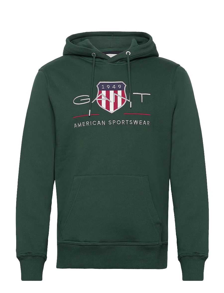 Gant - Archive Shield Hoodie - kapuutsiga pusad - tartan green - 0
