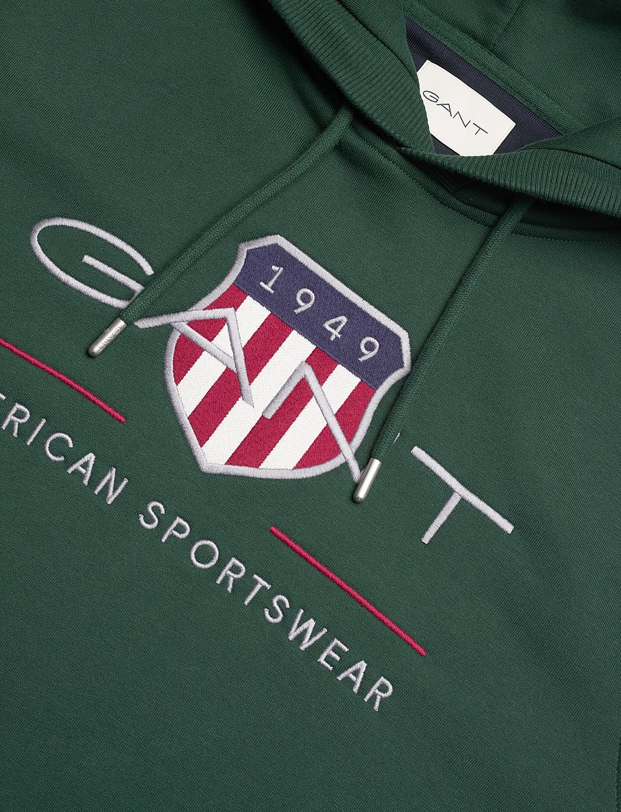 Gant - Archive Shield Hoodie - kapuutsiga pusad - tartan green - 2