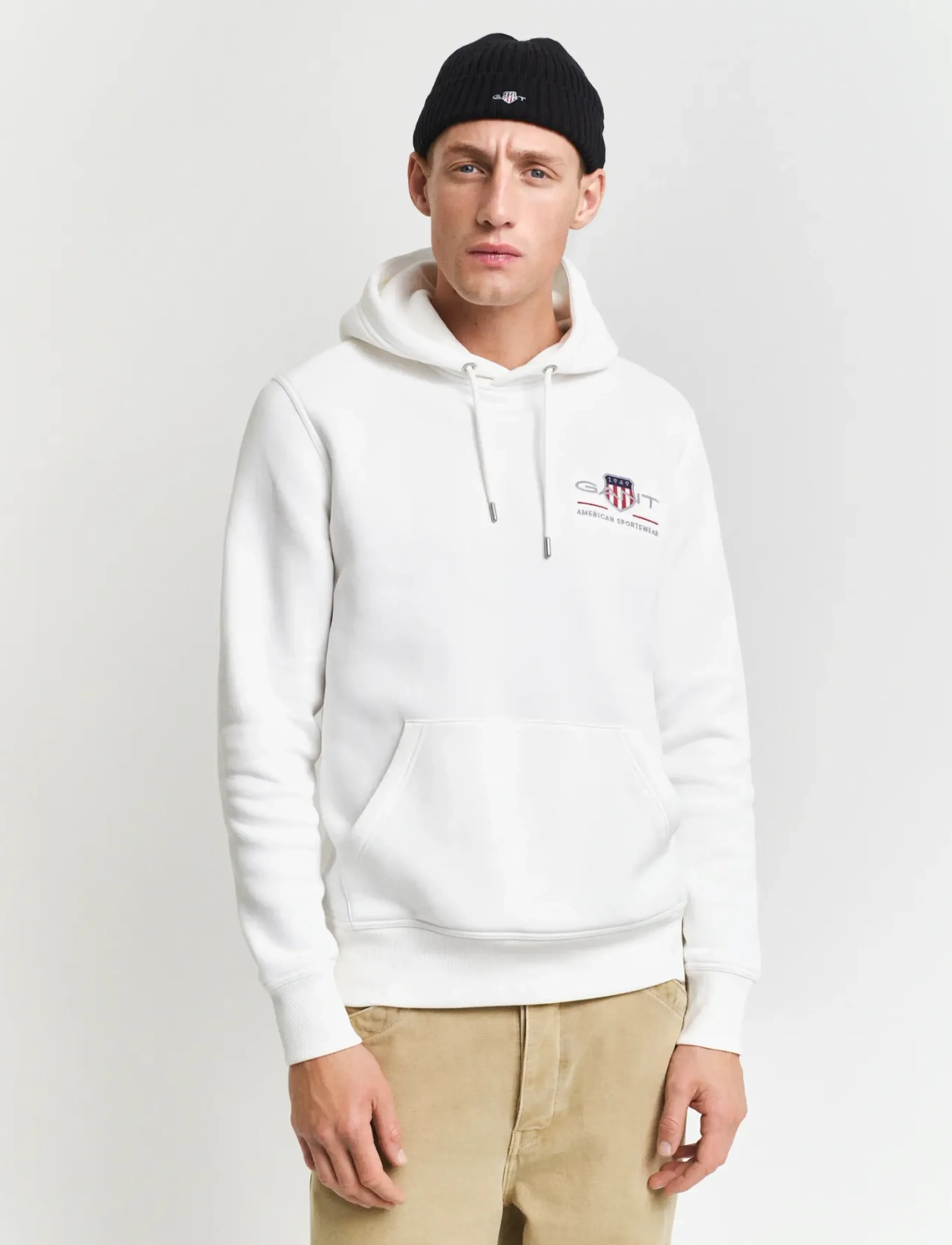 Gant REG MEDIUM ARCHIVE SHIELD HOODIE - Kapuzenpullover - EGGSHELL / white