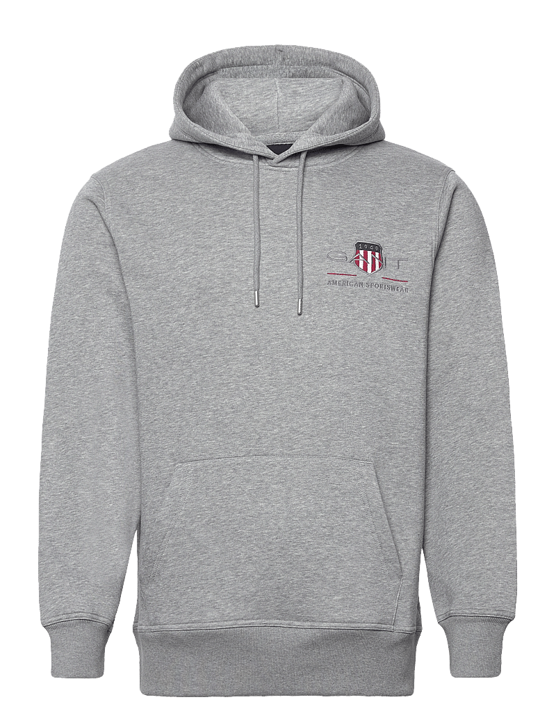 GANT - REG MEDIUM ARCHIVE SHIELD HOODIE - hættetrøjer - grey melange - 1