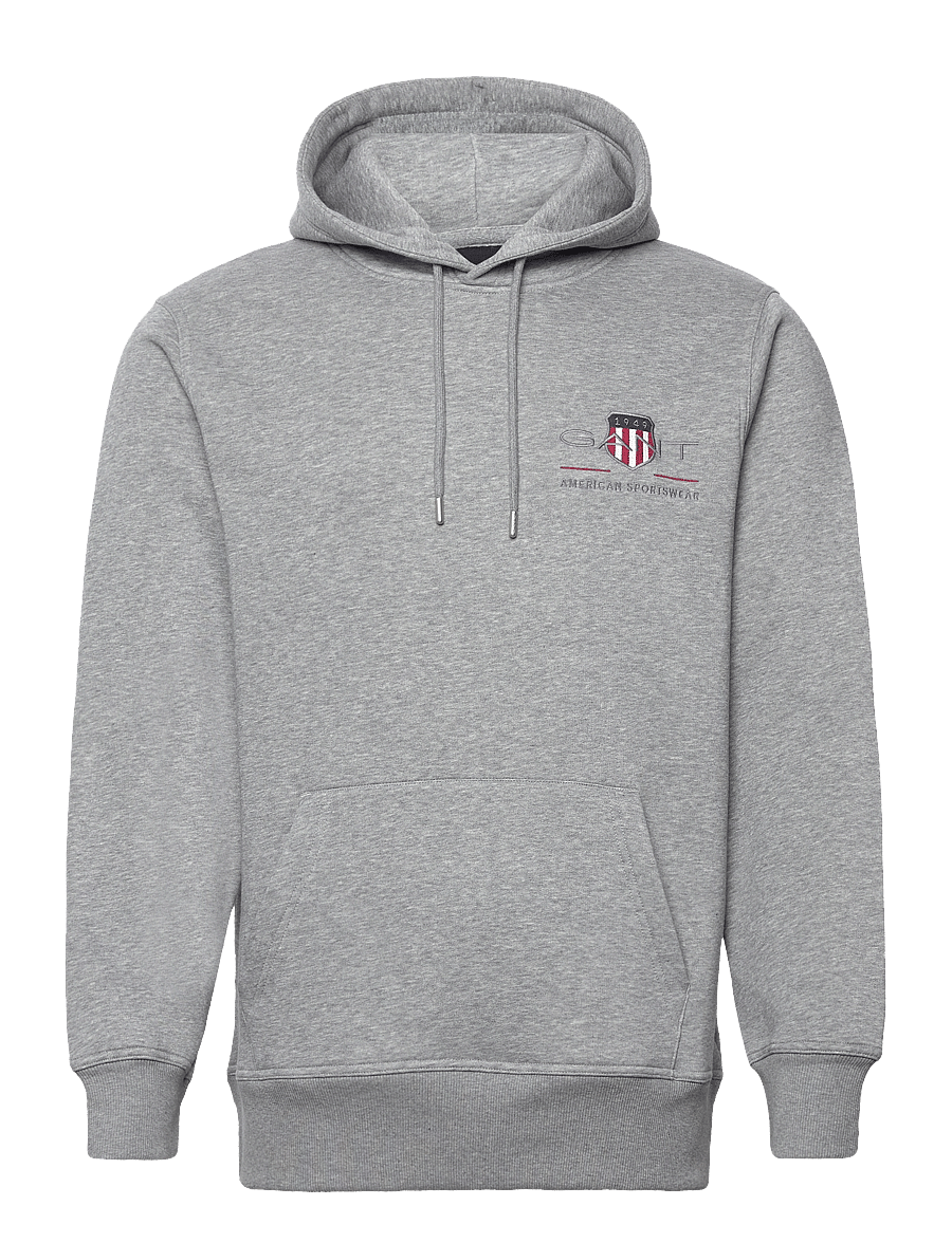 Gant - REG MEDIUM ARCHIVE SHIELD HOODIE - hættetrøjer - grey melange - 1