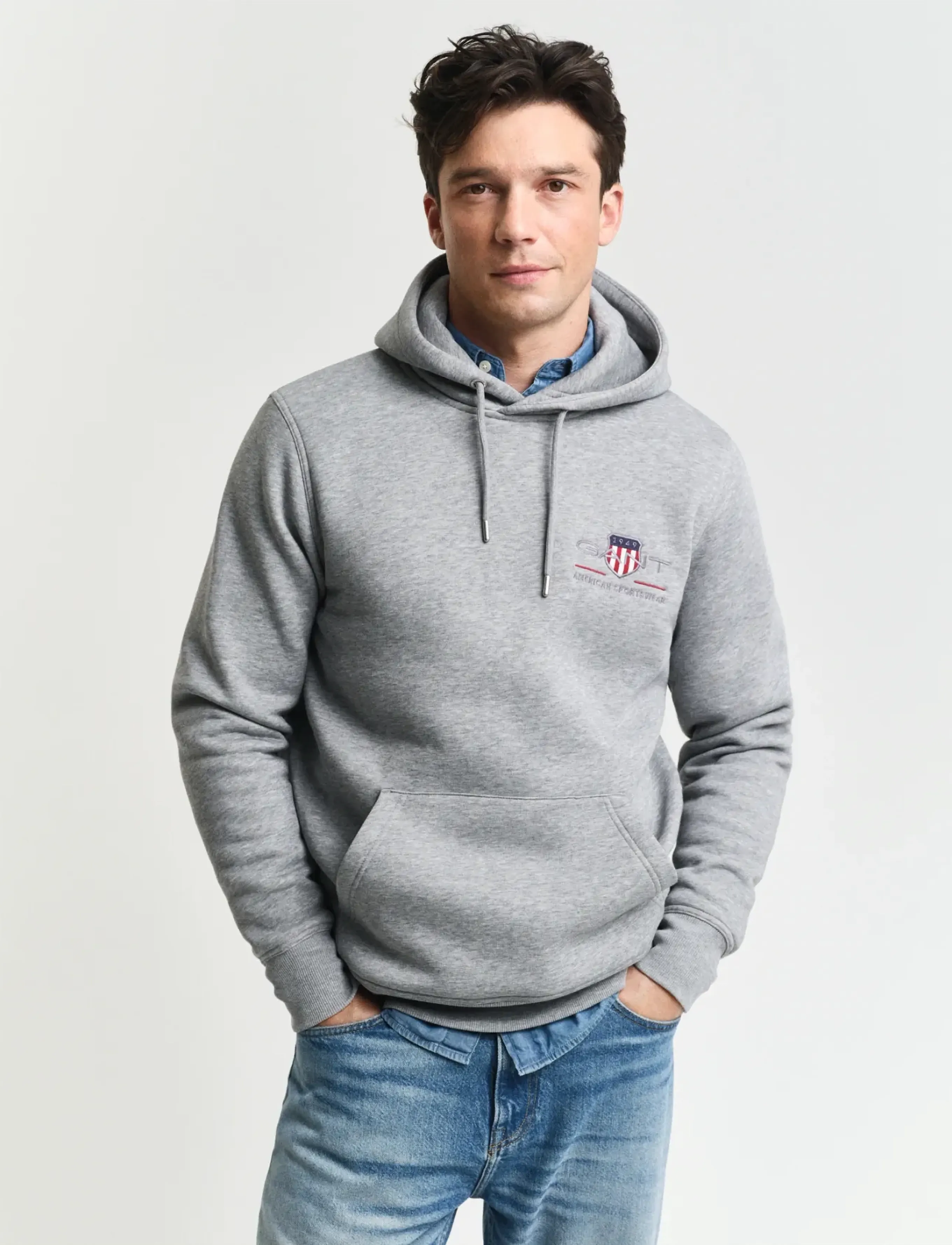 Gant REG MEDIUM ARCHIVE SHIELD HOODIE - Gant - GREY MELANGE / grey