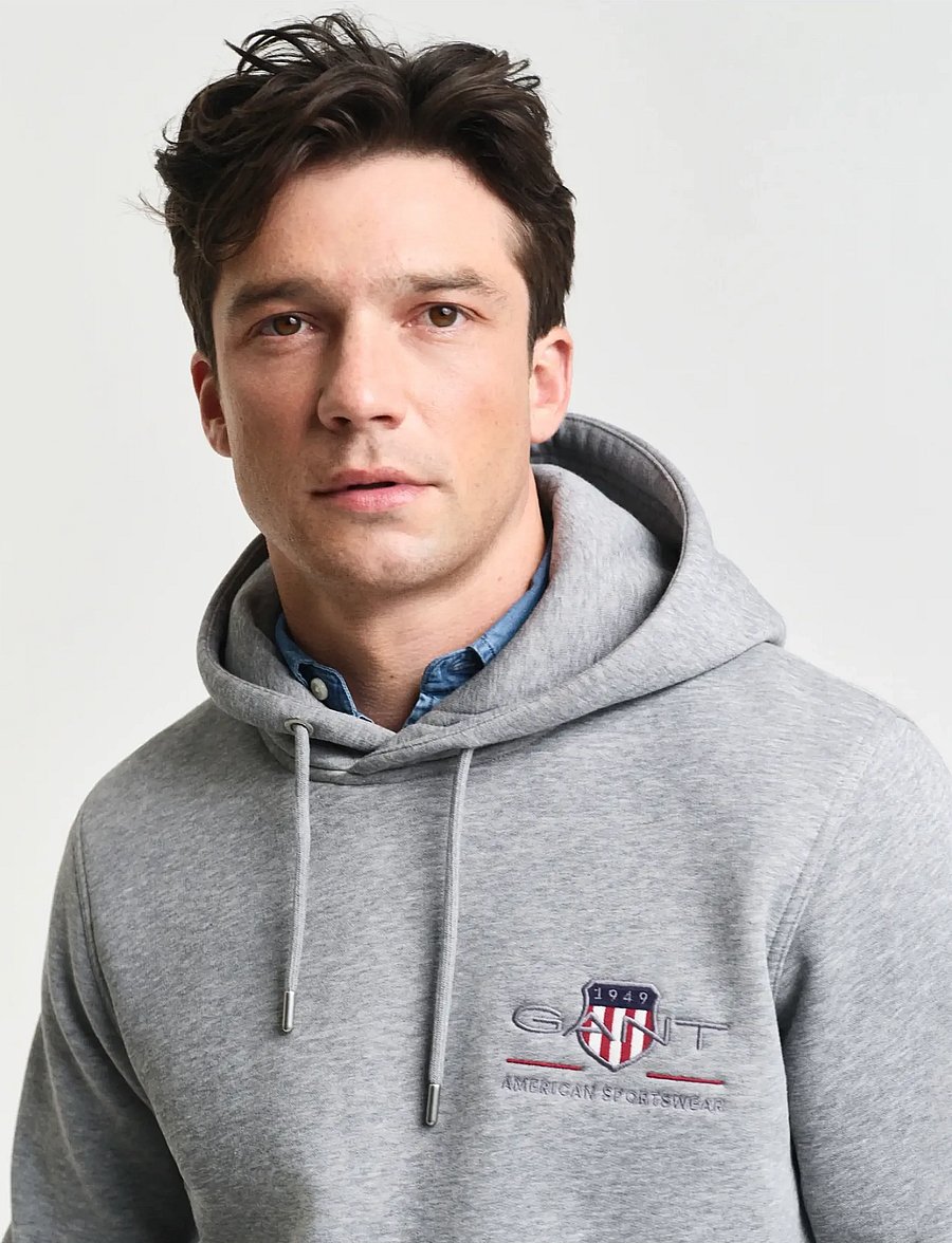 Gant - REG MEDIUM ARCHIVE SHIELD HOODIE - hættetrøjer - grey melange - 4
