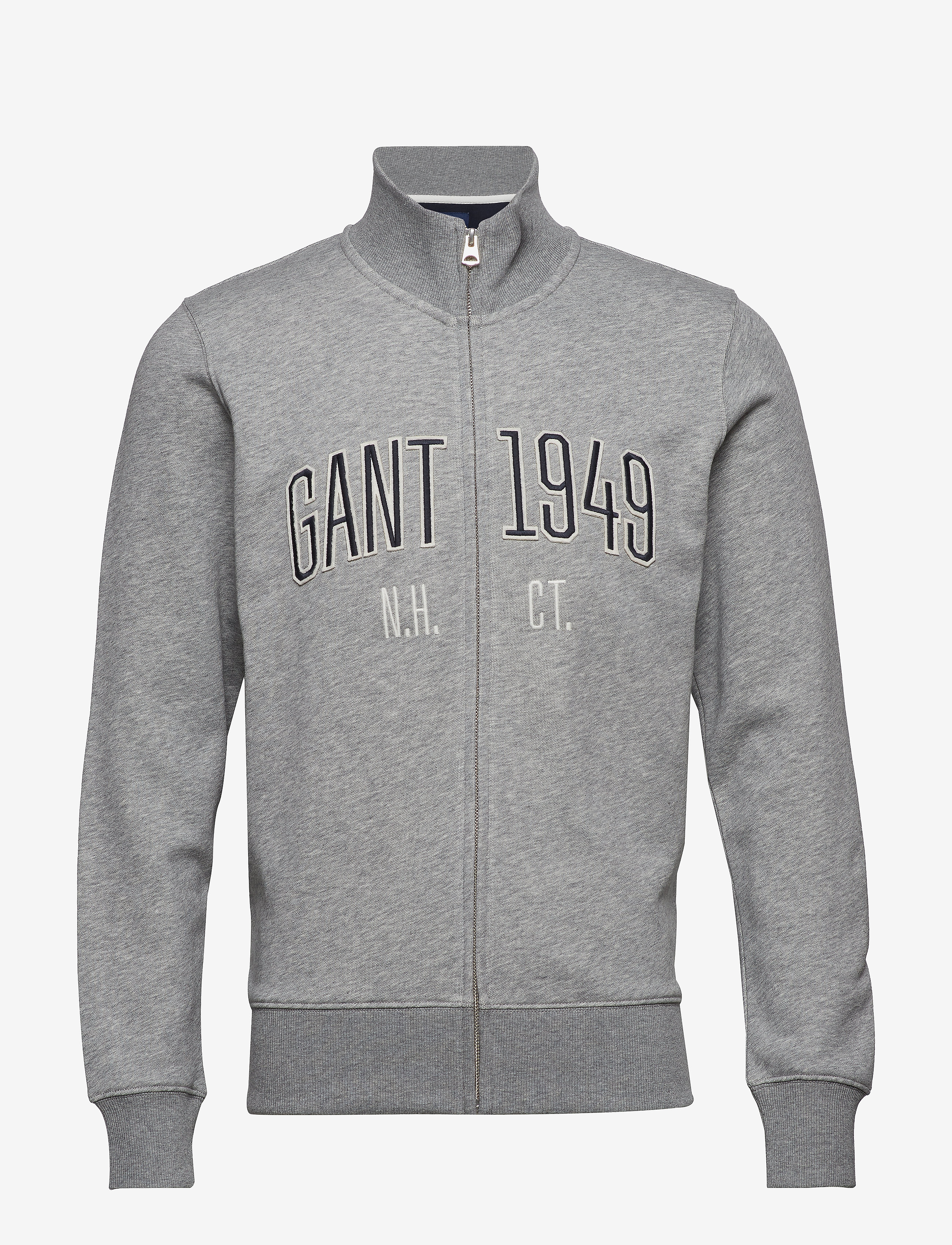 GANT - D1. GRAPHIC FULL ZIP CARDIGAN - grey melange - 0