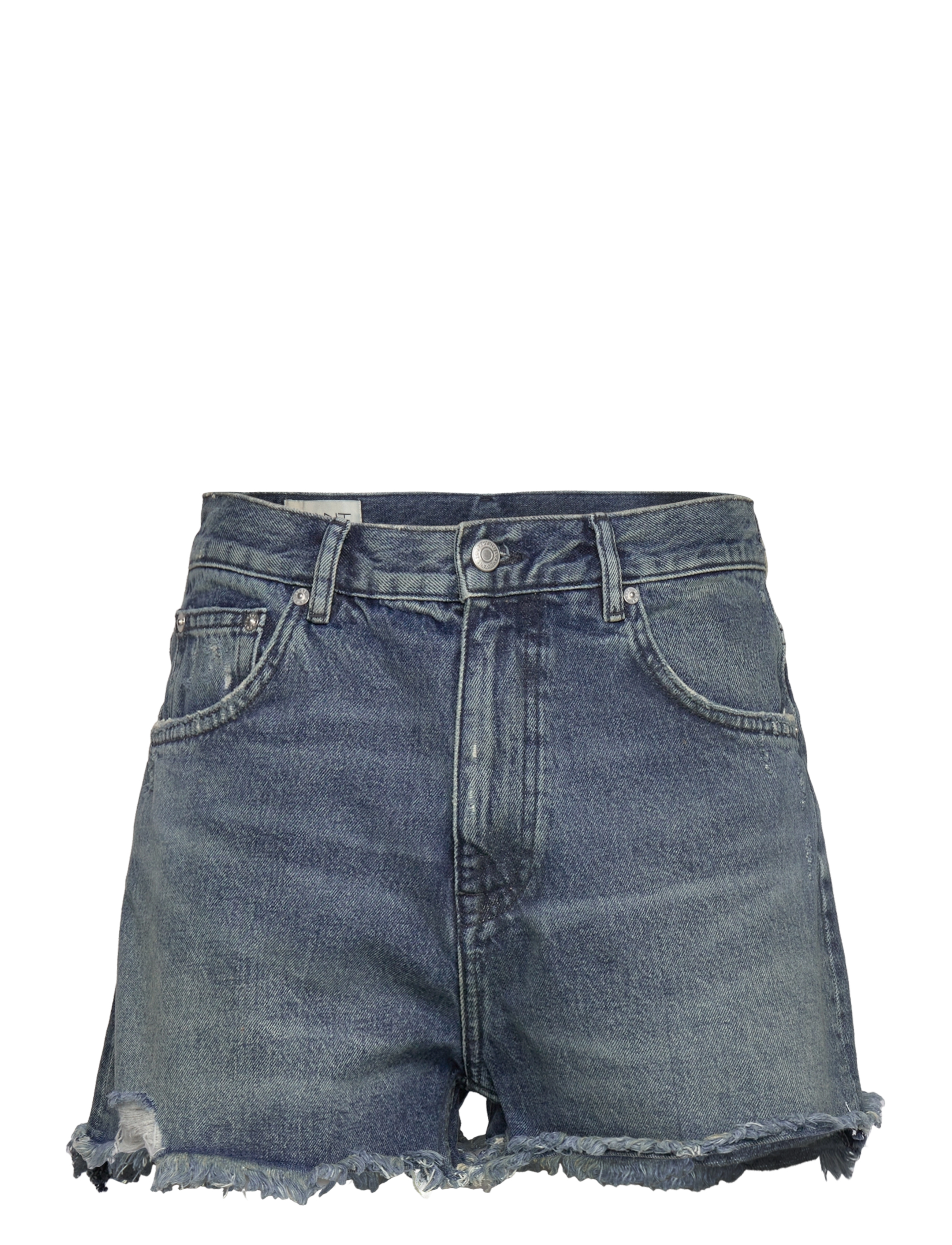 RAW HEM JEANS SHORTS - SEMI LIGHT BLUE WORN IN