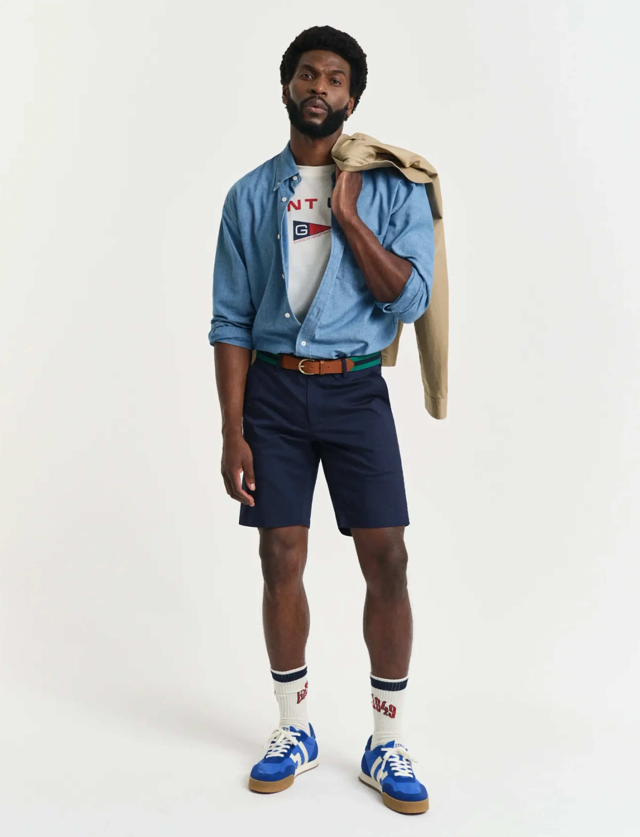 Gant - SLIM SPORTS SHORTS - hversdagsstuttbuxur - evening blue - 5