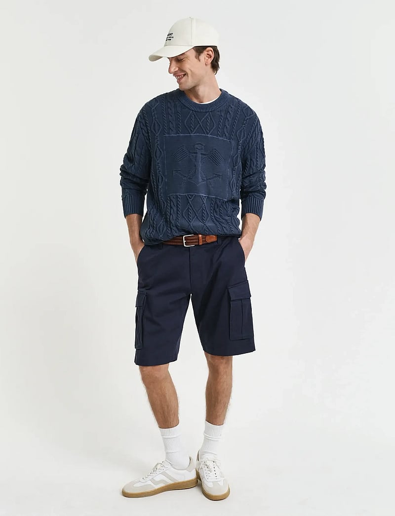 GANT - RELAXED TWILL CARGO SHORTS - cargo shorts - marine - 0