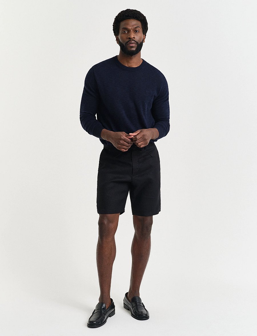 Gant - RELAXED LINEN DS SHORTS - leinen-shorts - black - 0