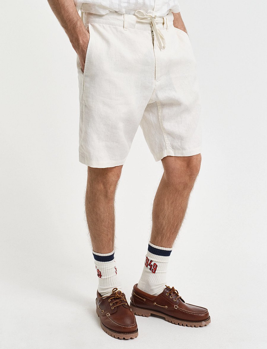 Gant - RELAXED LINEN DS SHORTS - leinen-shorts - cream - 3