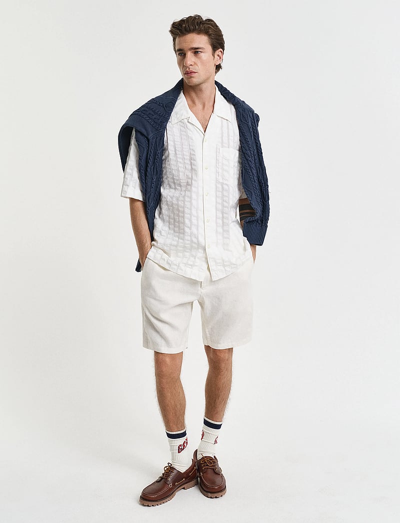 GANT - RELAXED LINEN DS SHORTS - linased lühikesed püksid - cream - 4
