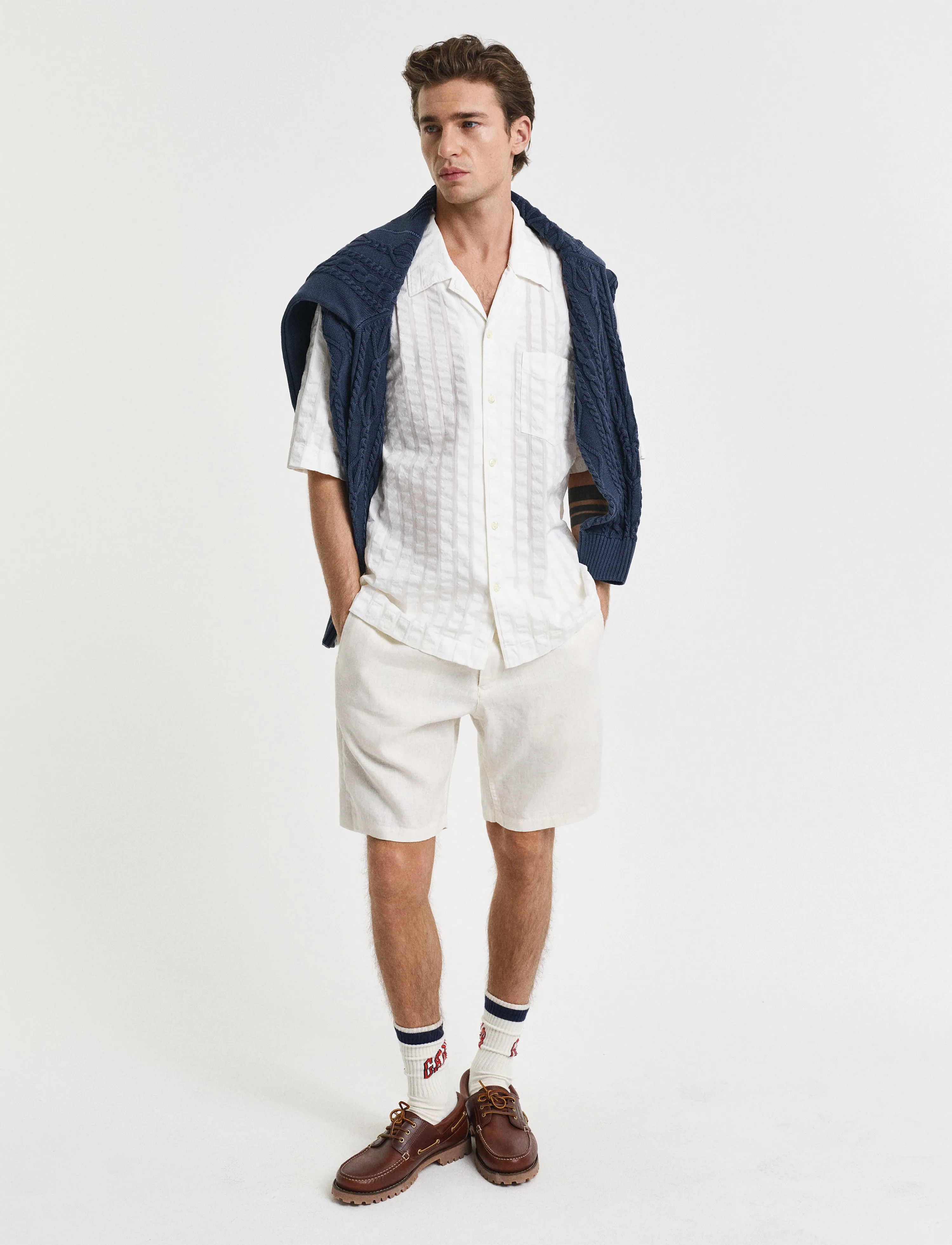 Gant - RELAXED LINEN DS SHORTS - hørshorts - cream - 4