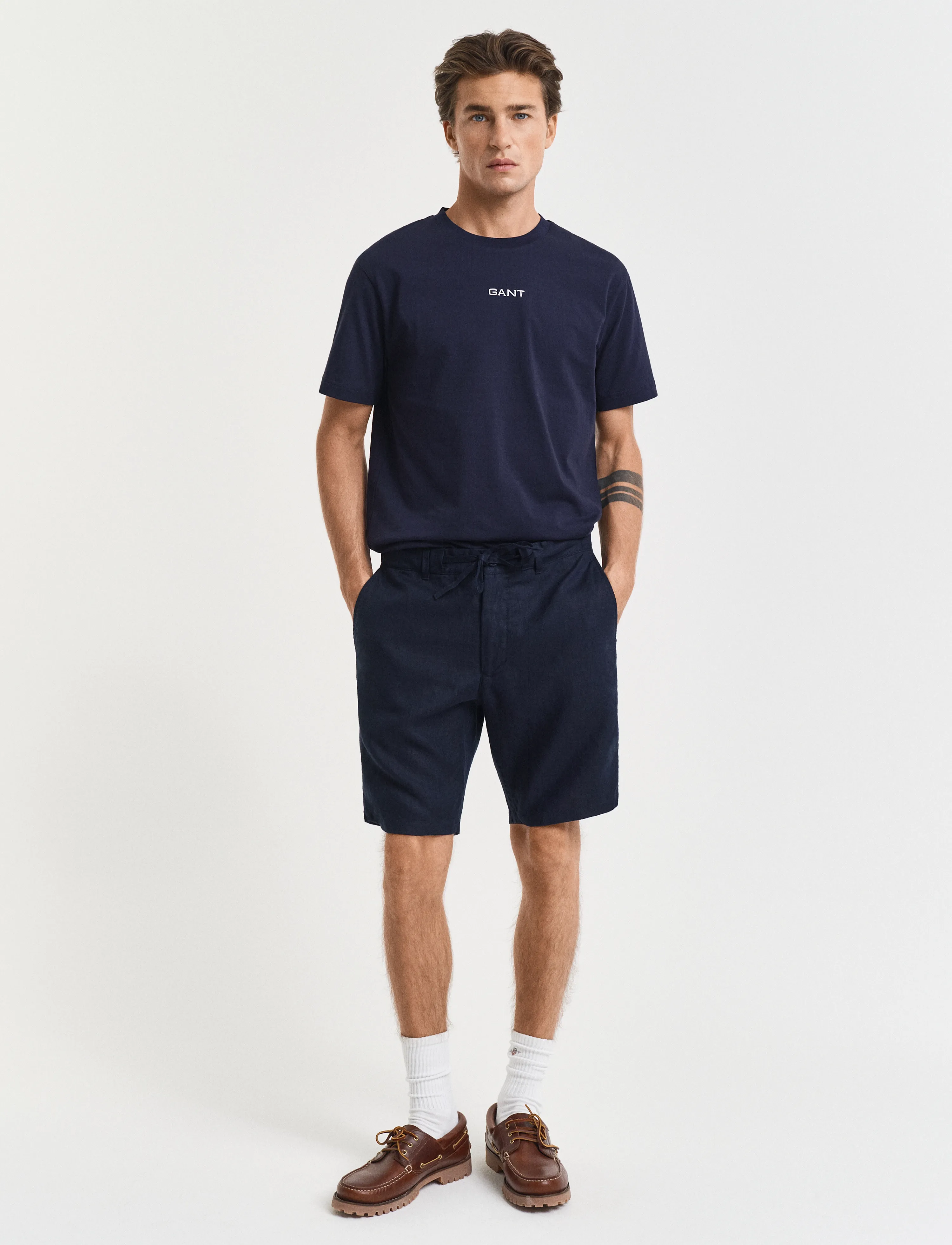 Gant RELAXED LINEN DS SHORTS - Inspiration - EVENING BLUE / navy