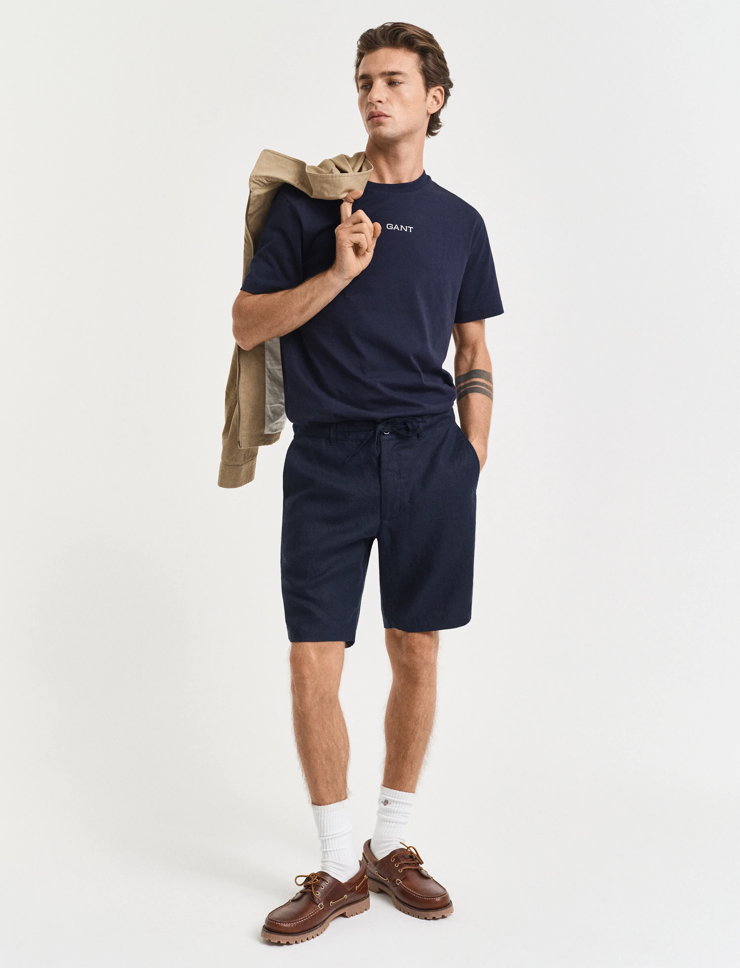 Gant - RELAXED LINEN DS SHORTS - hørshorts - evening blue - 4