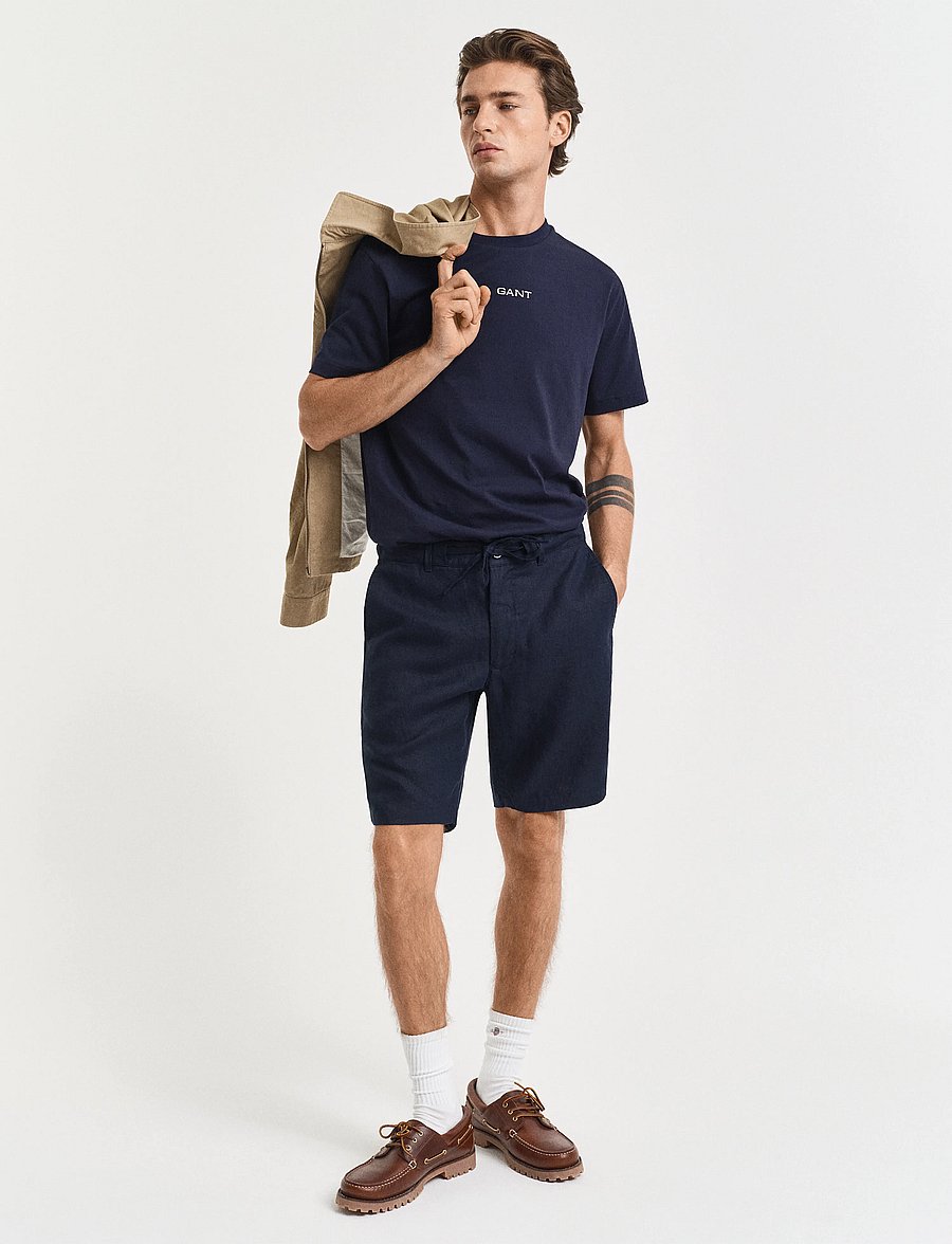 Gant - RELAXED LINEN DS SHORTS - leinen-shorts - evening blue - 4
