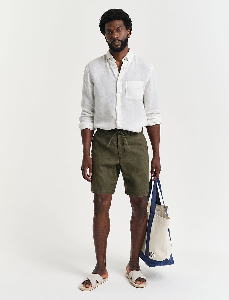 GANT - RELAXED LINEN DS SHORTS - hørshorts - juniper green - 0