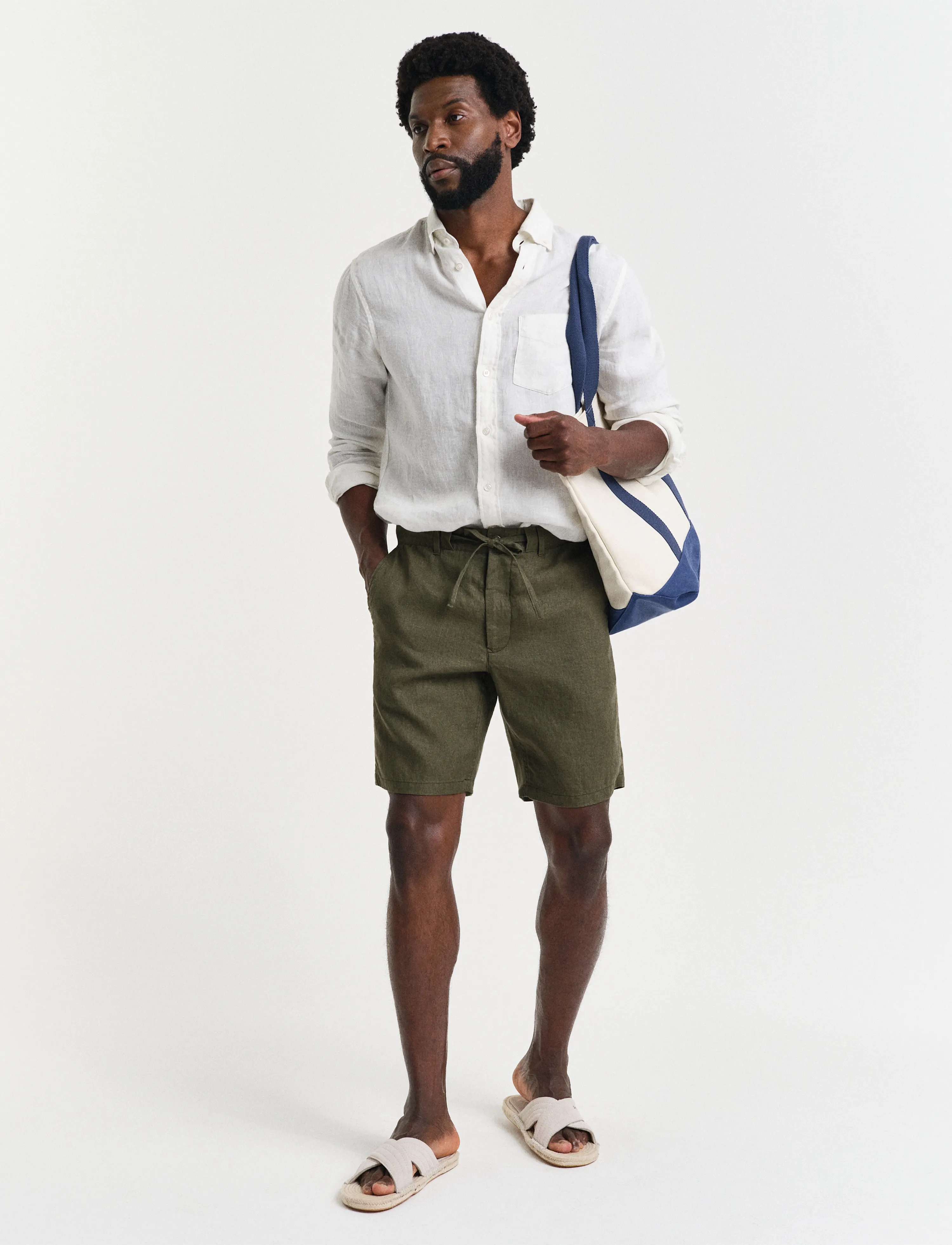 Gant - RELAXED LINEN DS SHORTS - vacation essentials - juniper green - 4