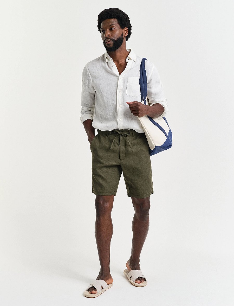 Gant - RELAXED LINEN DS SHORTS - leinen-shorts - juniper green - 4