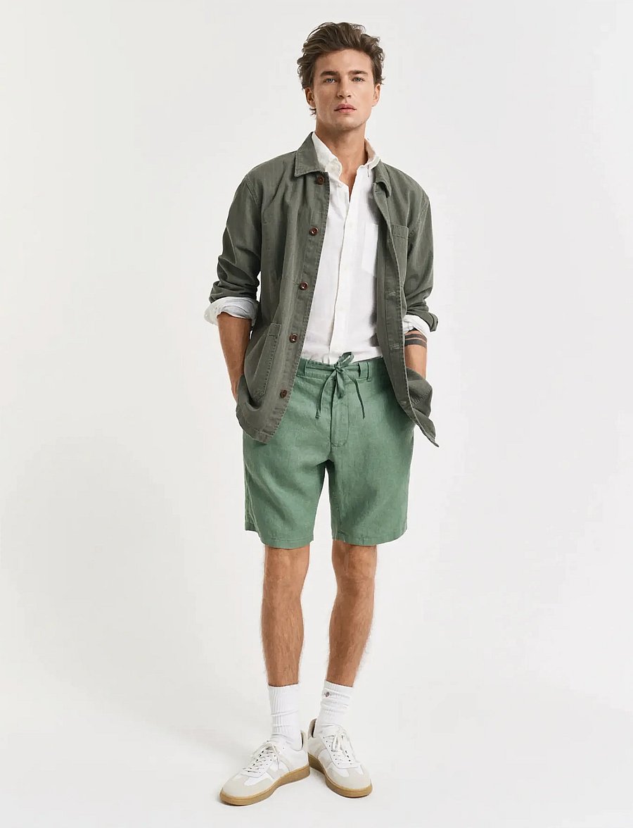 Gant - RELAXED LINEN DS SHORTS - leinen-shorts - kalamata green - 0