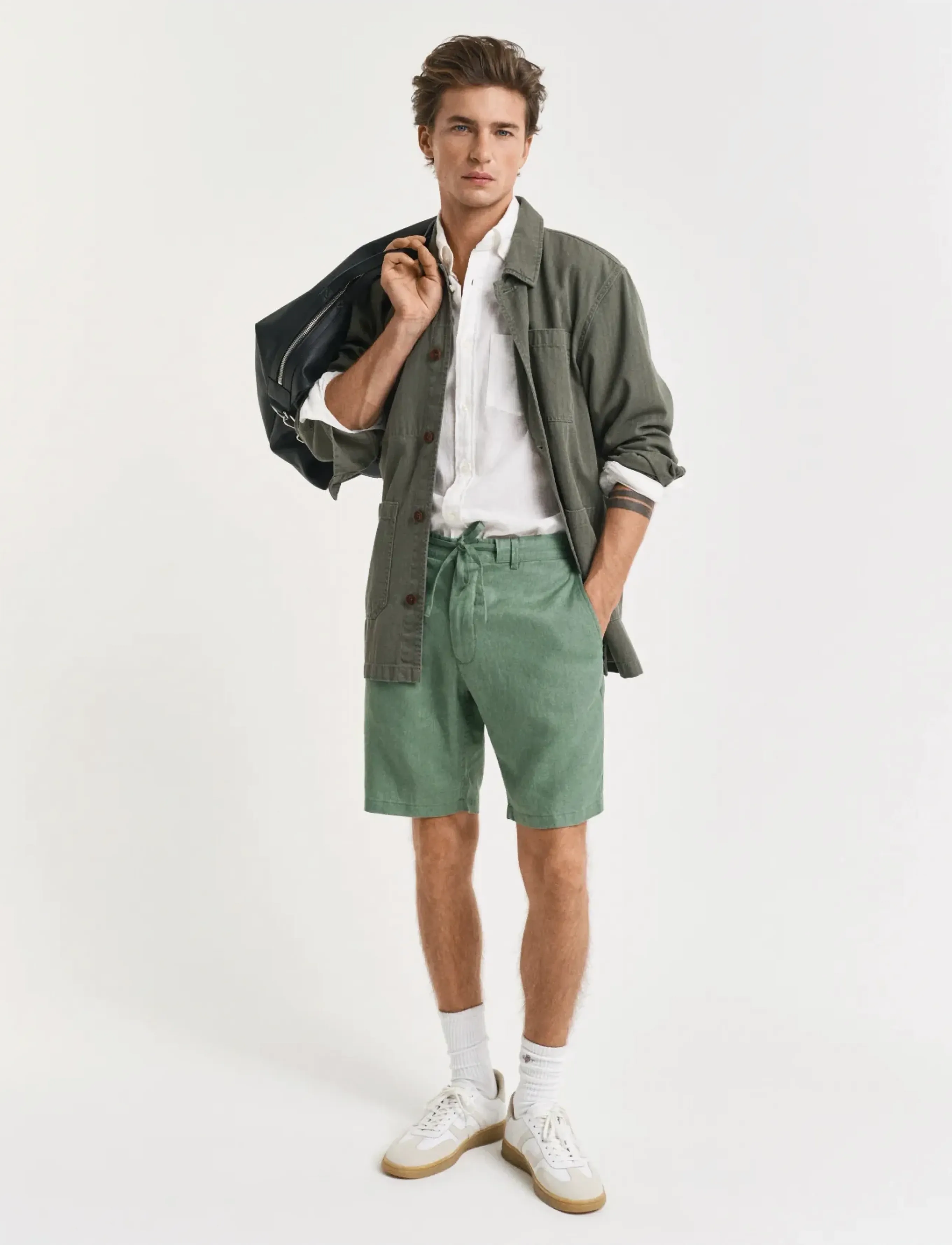 Gant - RELAXED LINEN DS SHORTS - leinen-shorts - kalamata green - 4