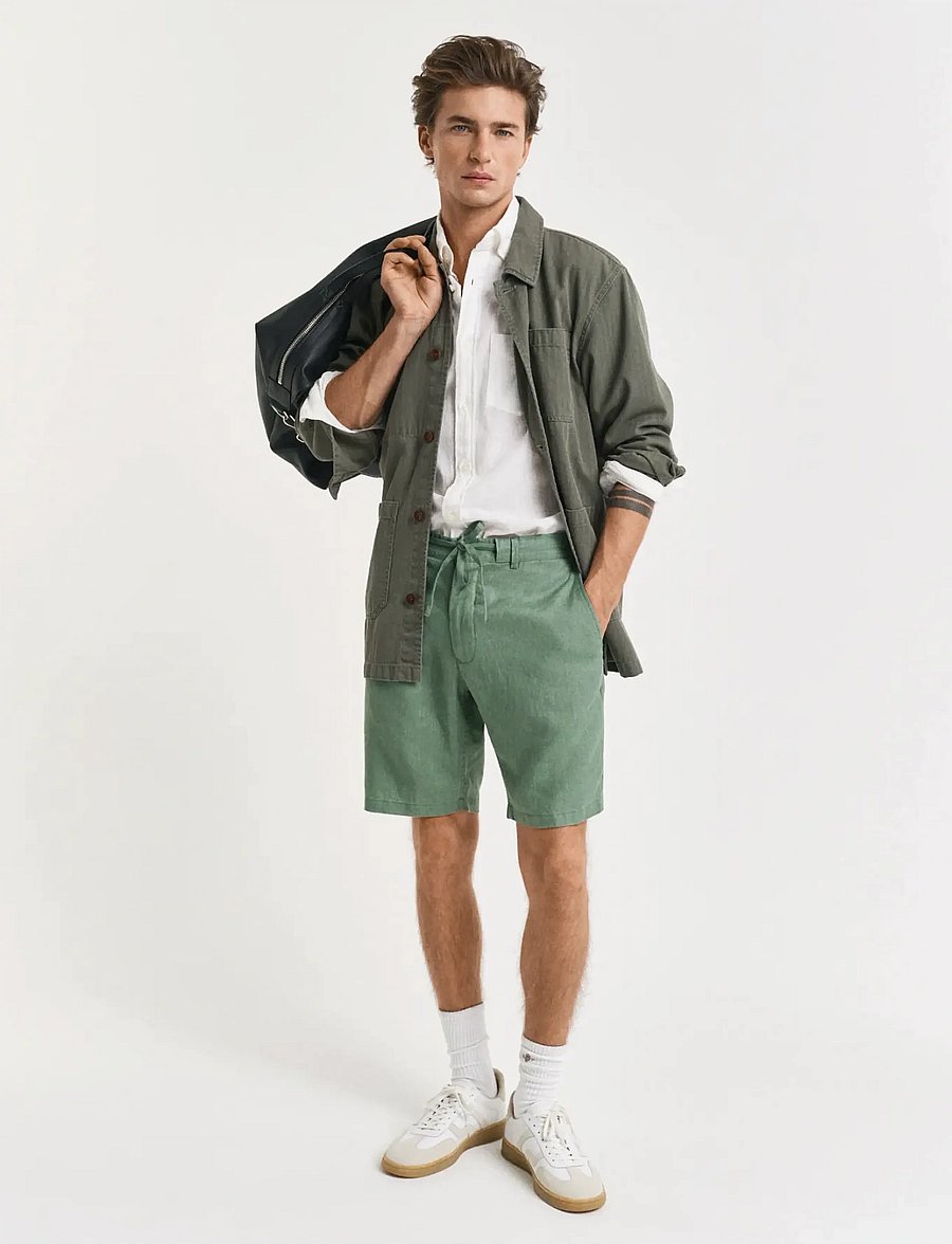 Gant - RELAXED LINEN DS SHORTS - leinen-shorts - kalamata green - 4