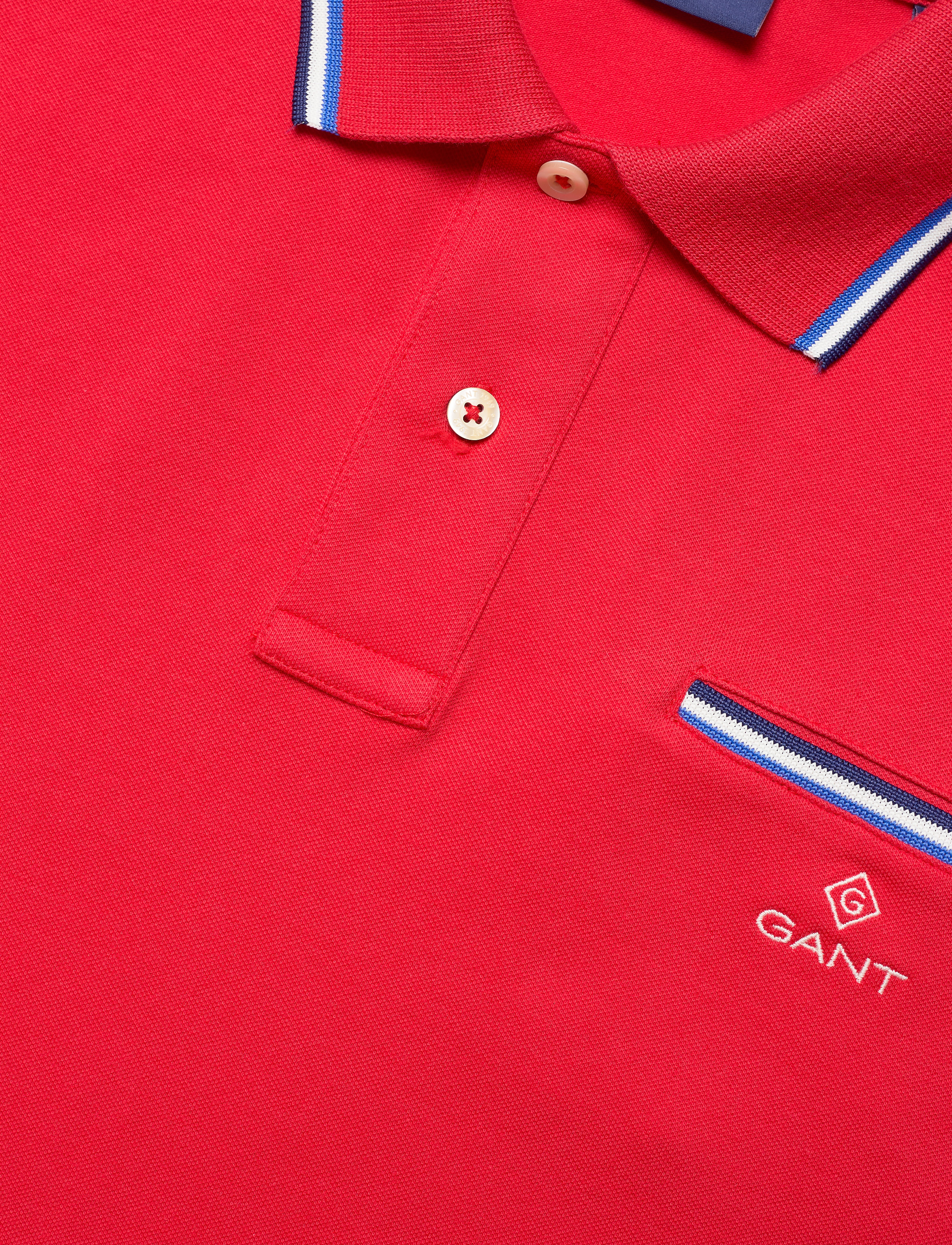 GANT - D1. 3-COL TIPPING PIQUE SS RUGGER - bright red - 2