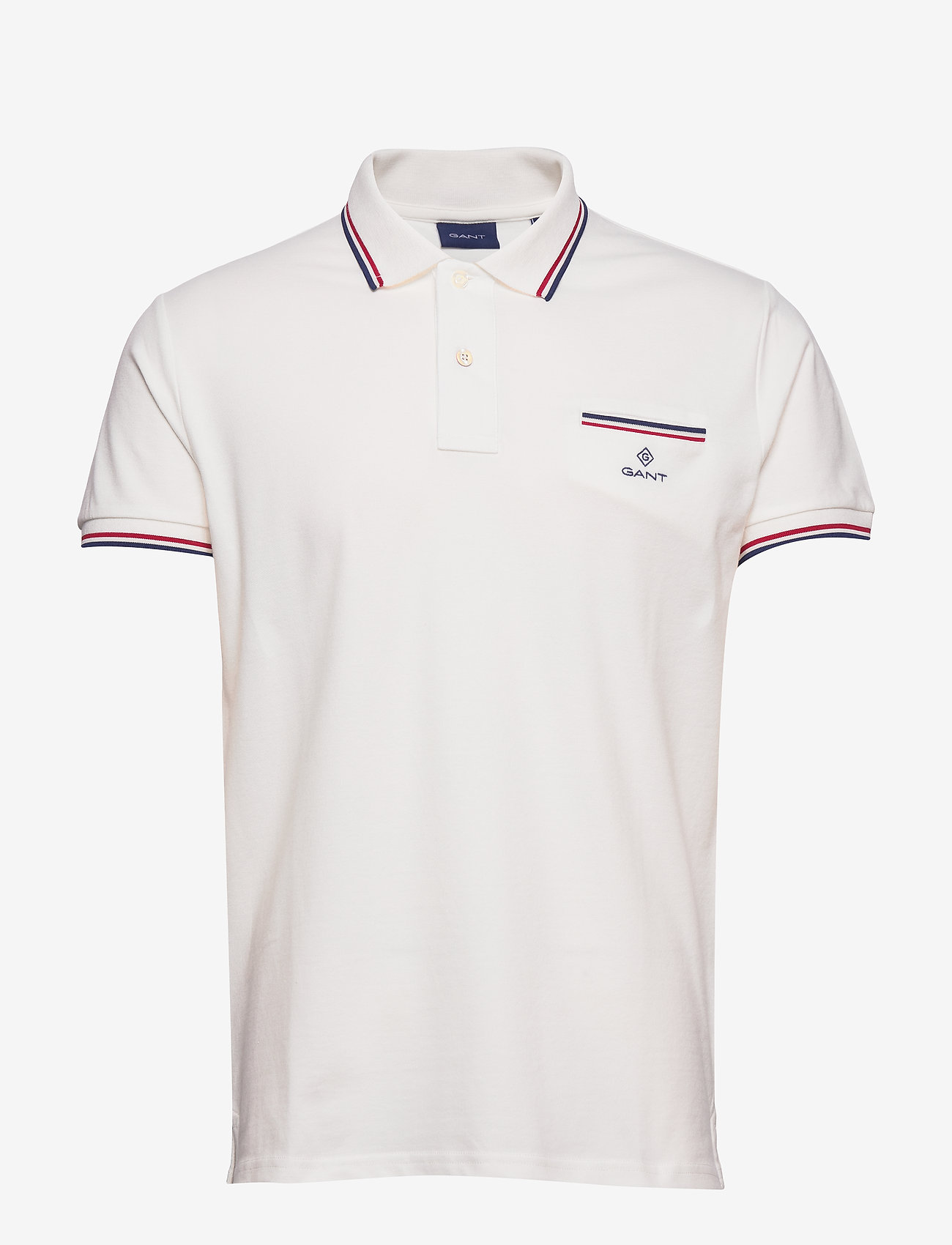 GANT - D1. 3-COL TIPPING PIQUE SS RUGGER - eggshell - 1