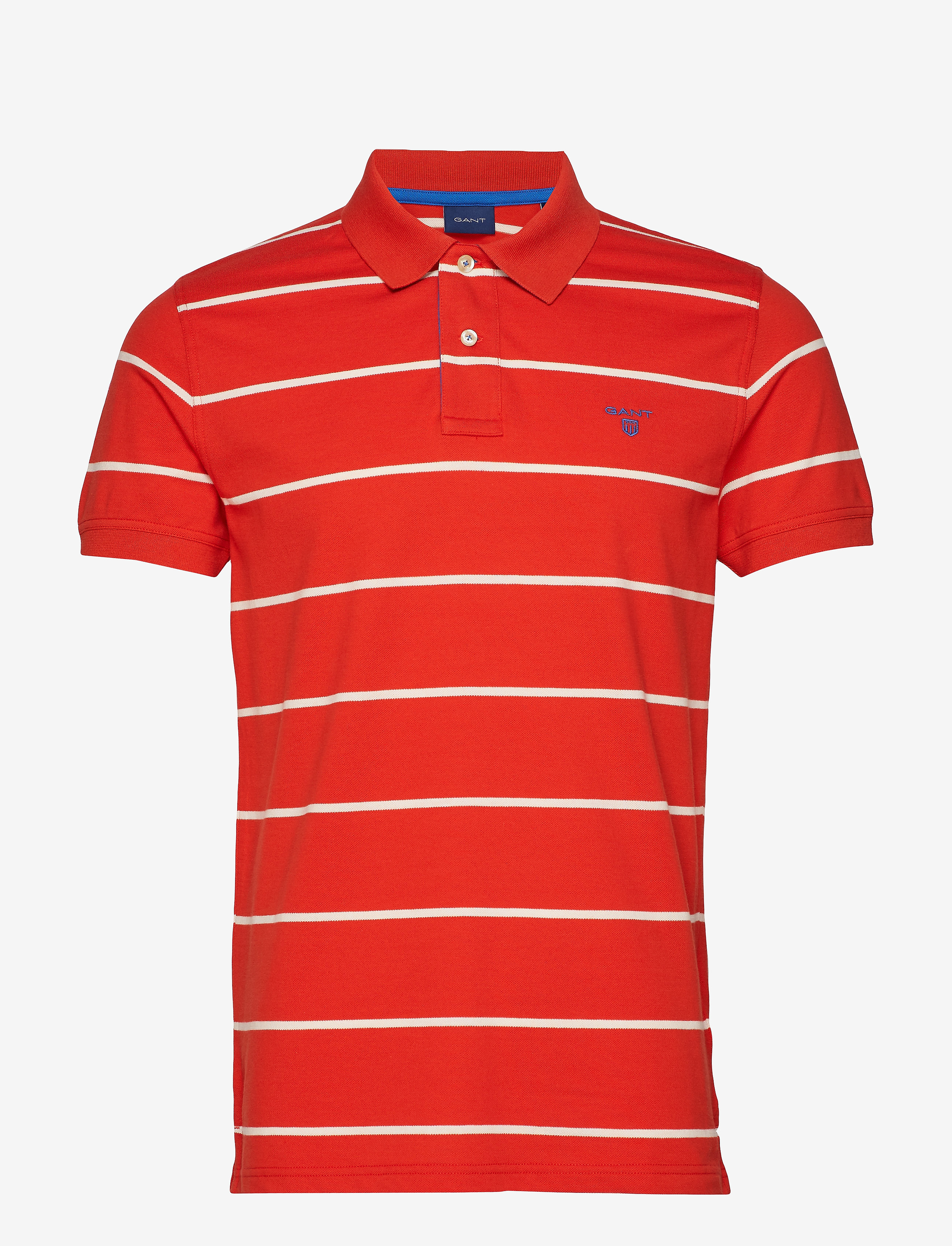 GANT - O1.CONTRAST STRIPE PIQUE SS RUGGER - blood orange - 0