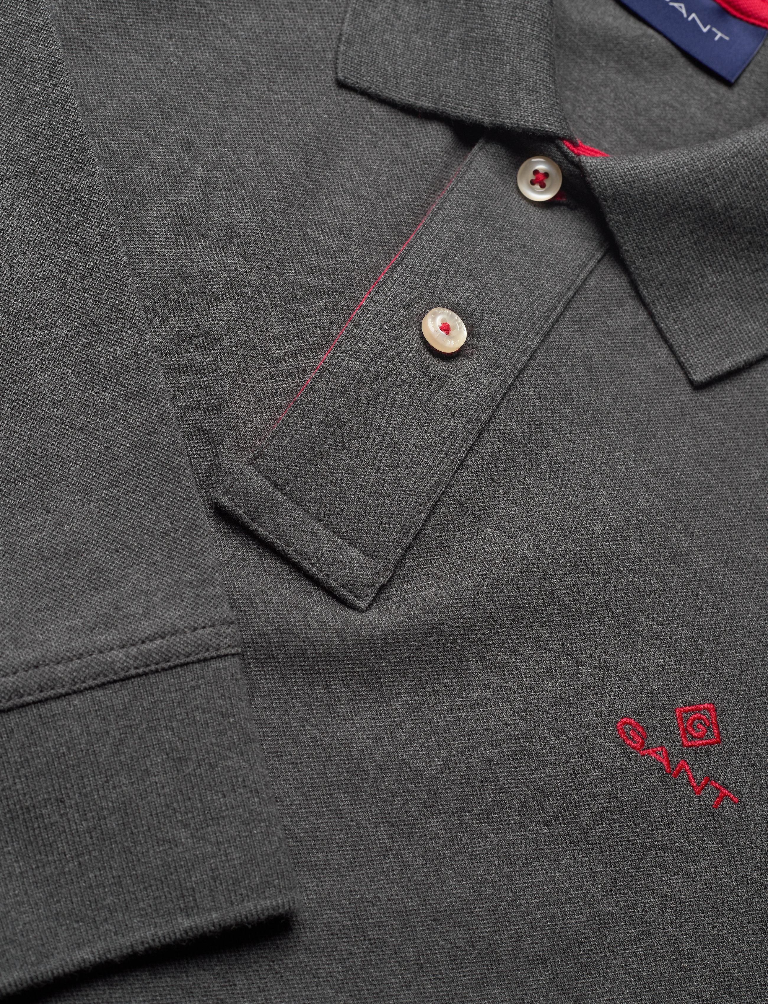 GANT - CONTRAST COLLAR PIQUE LS RUGGER - antracit melange - 2