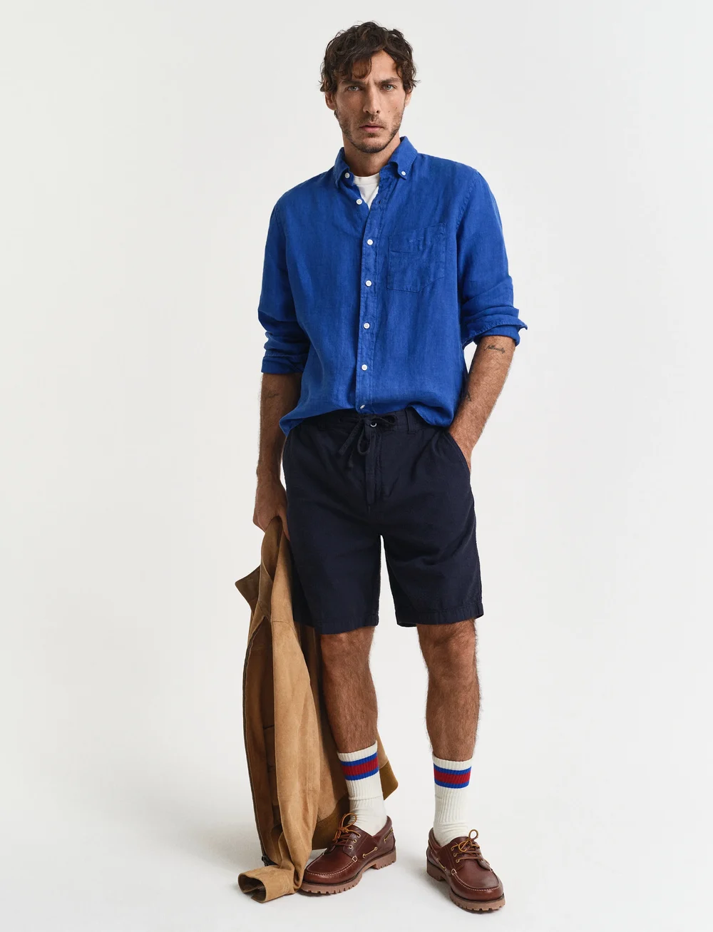 GANT - REG GMNT DYE SEERSUCKER SHORTS - casual shorts - evening blue - 0