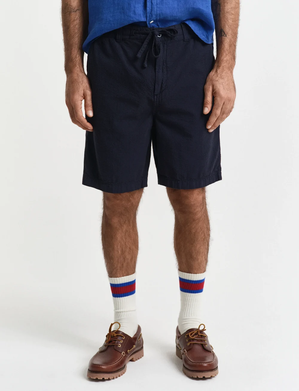 GANT - REG GMNT DYE SEERSUCKER SHORTS - casual shorts - evening blue - 3