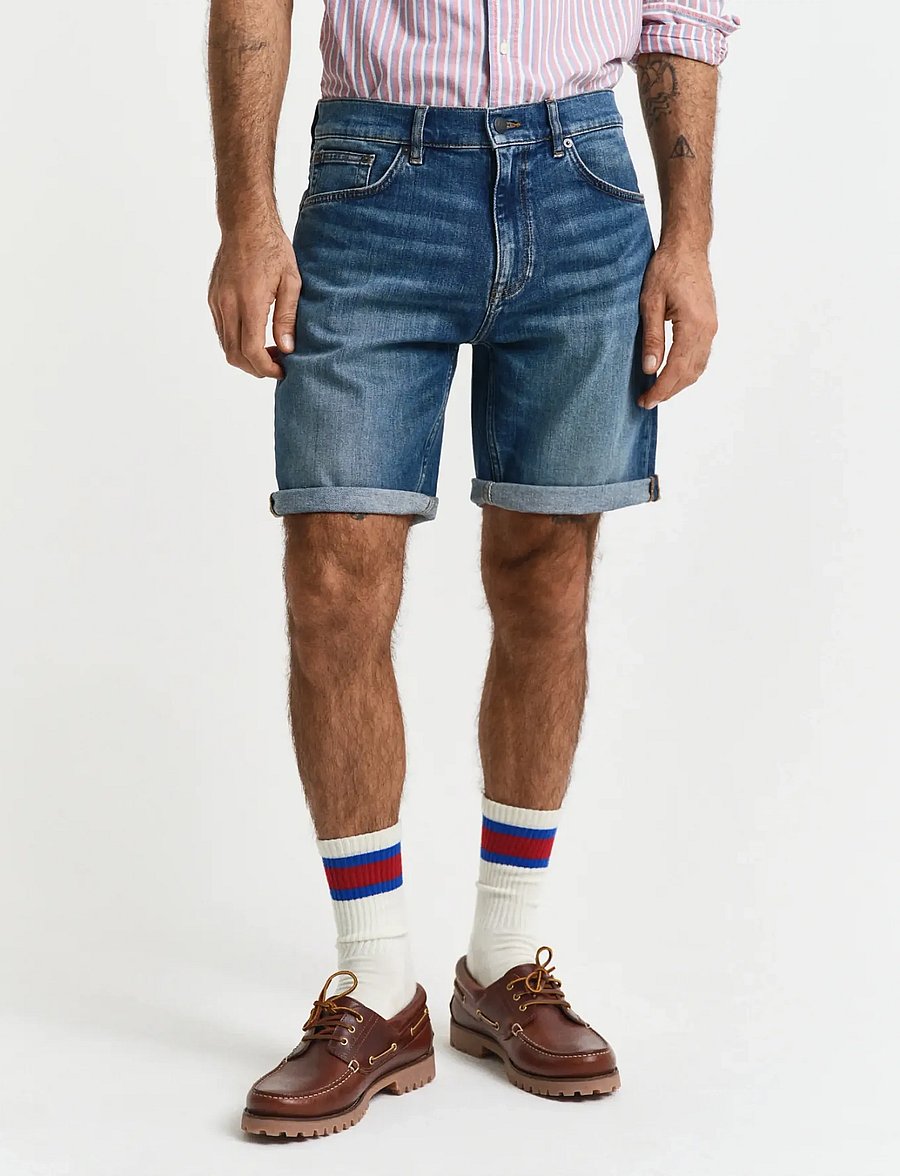Gant - REG GANT JEANS SHORTS - jorts - mid blue vintage - 3