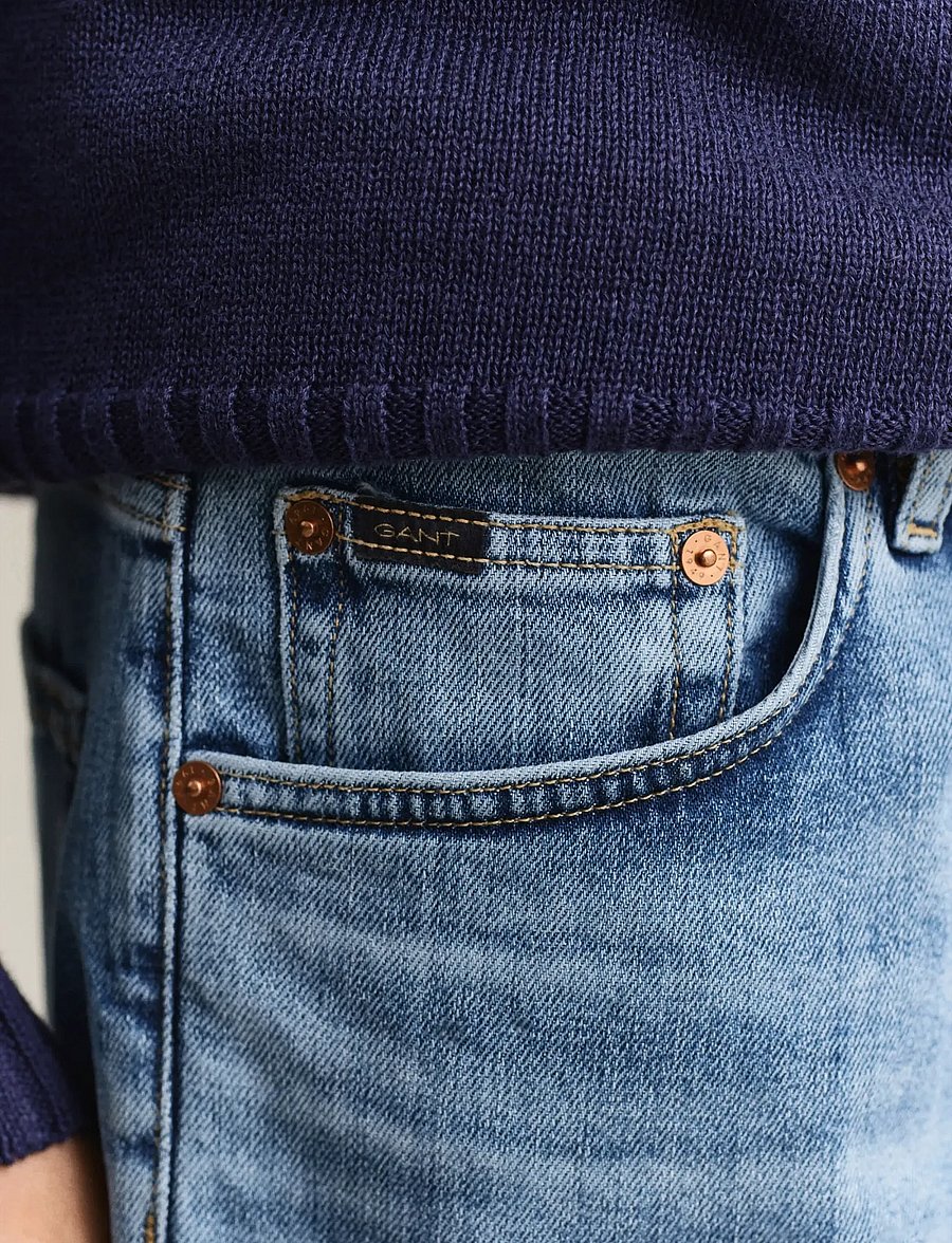Gant - REG GANT JEANS SHORTS - jorts - semi light blue worn in - 3