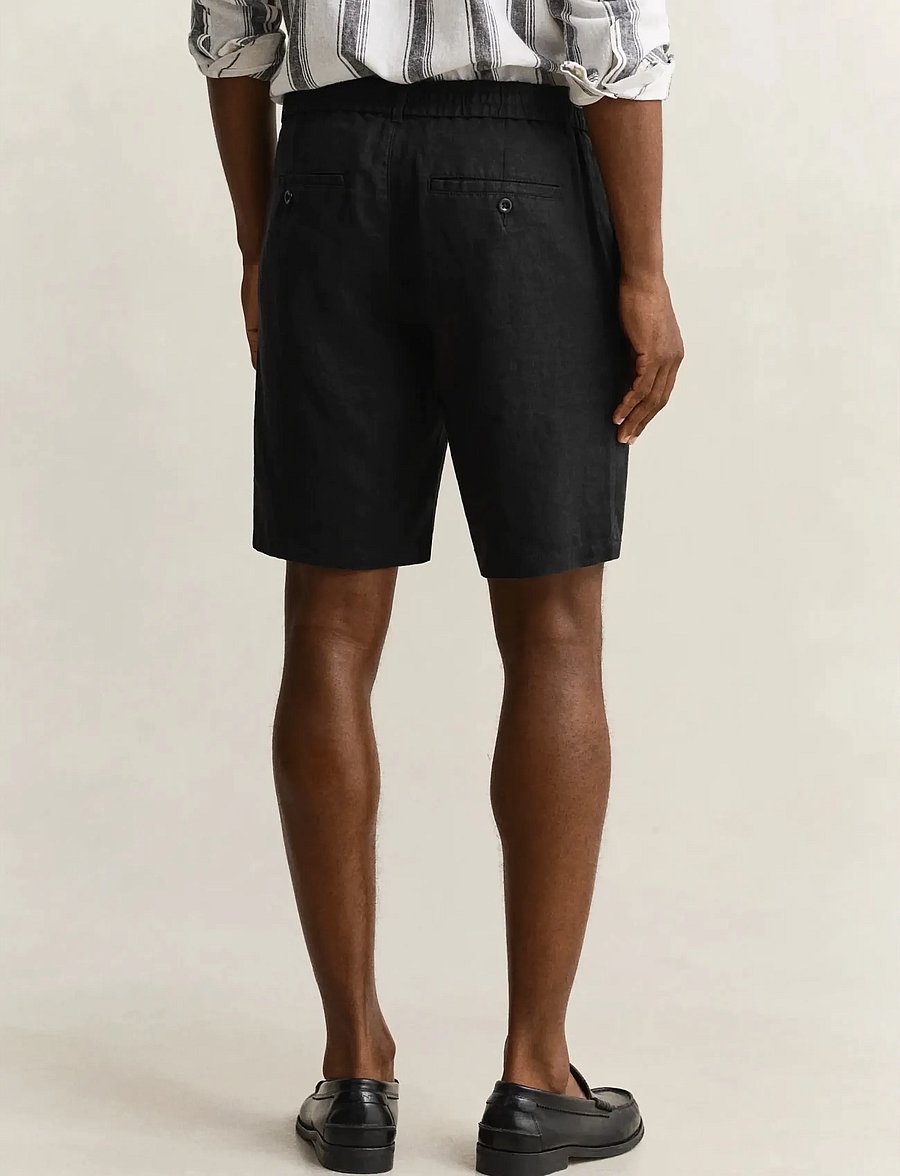 Gant - REG LINEN DS SHORTS - leinen-shorts - black - 2