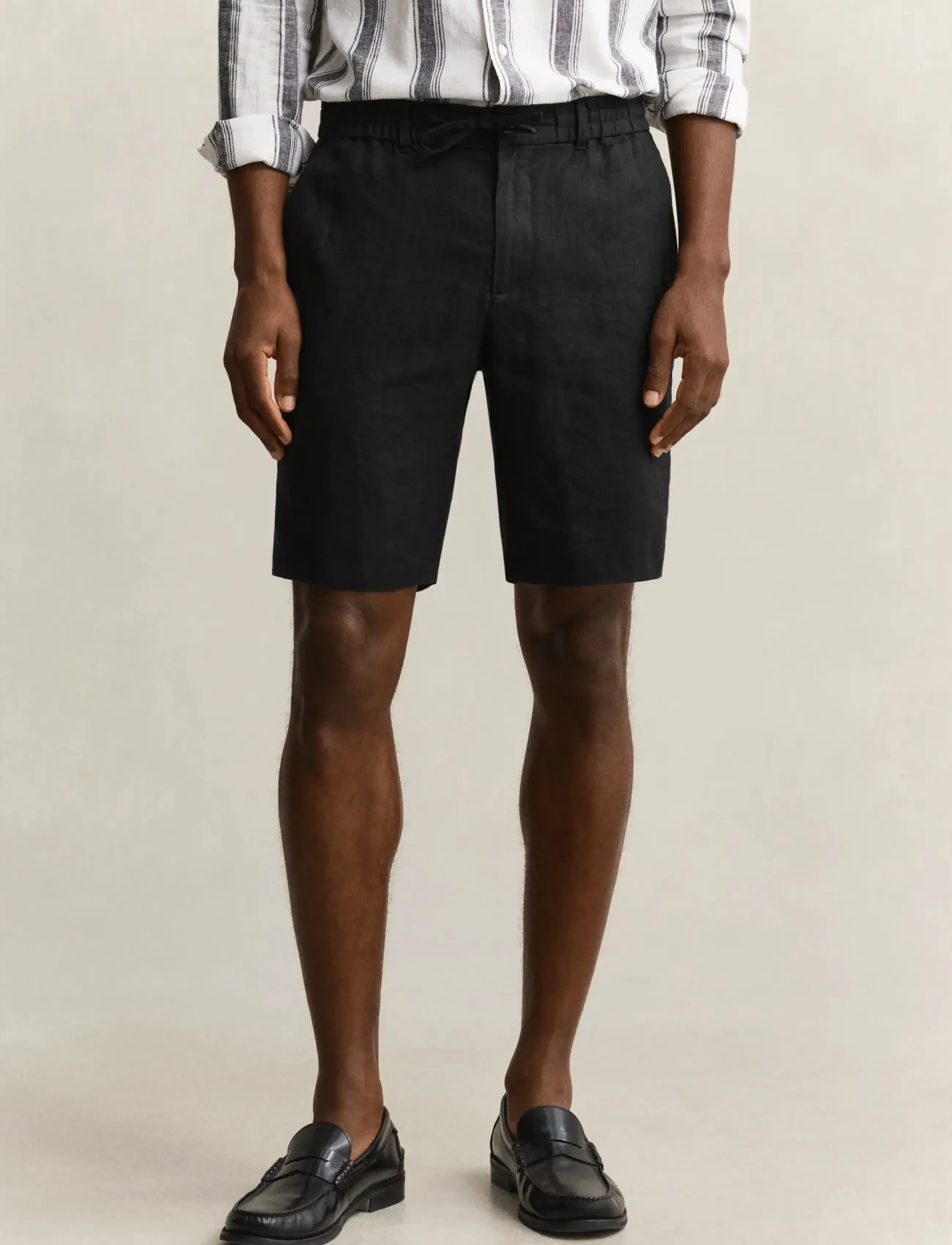 Gant - REG LINEN DS SHORTS - linased lühikesed püksid - black - 3