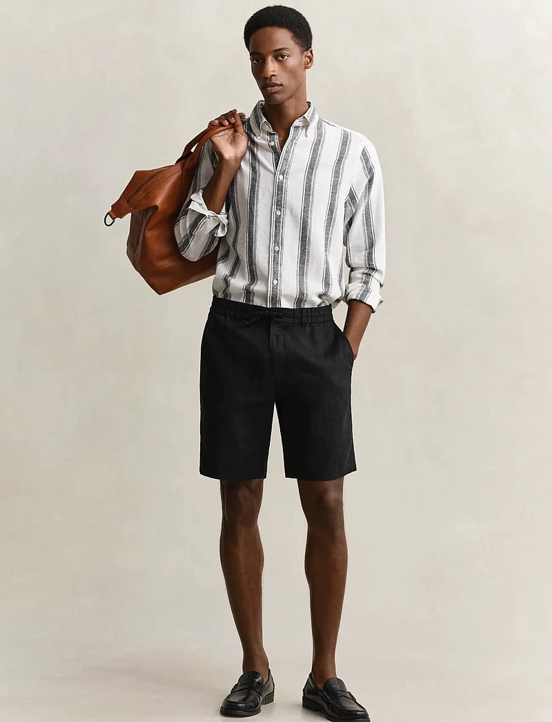 Gant - REG LINEN DS SHORTS - hørshorts - black - 4