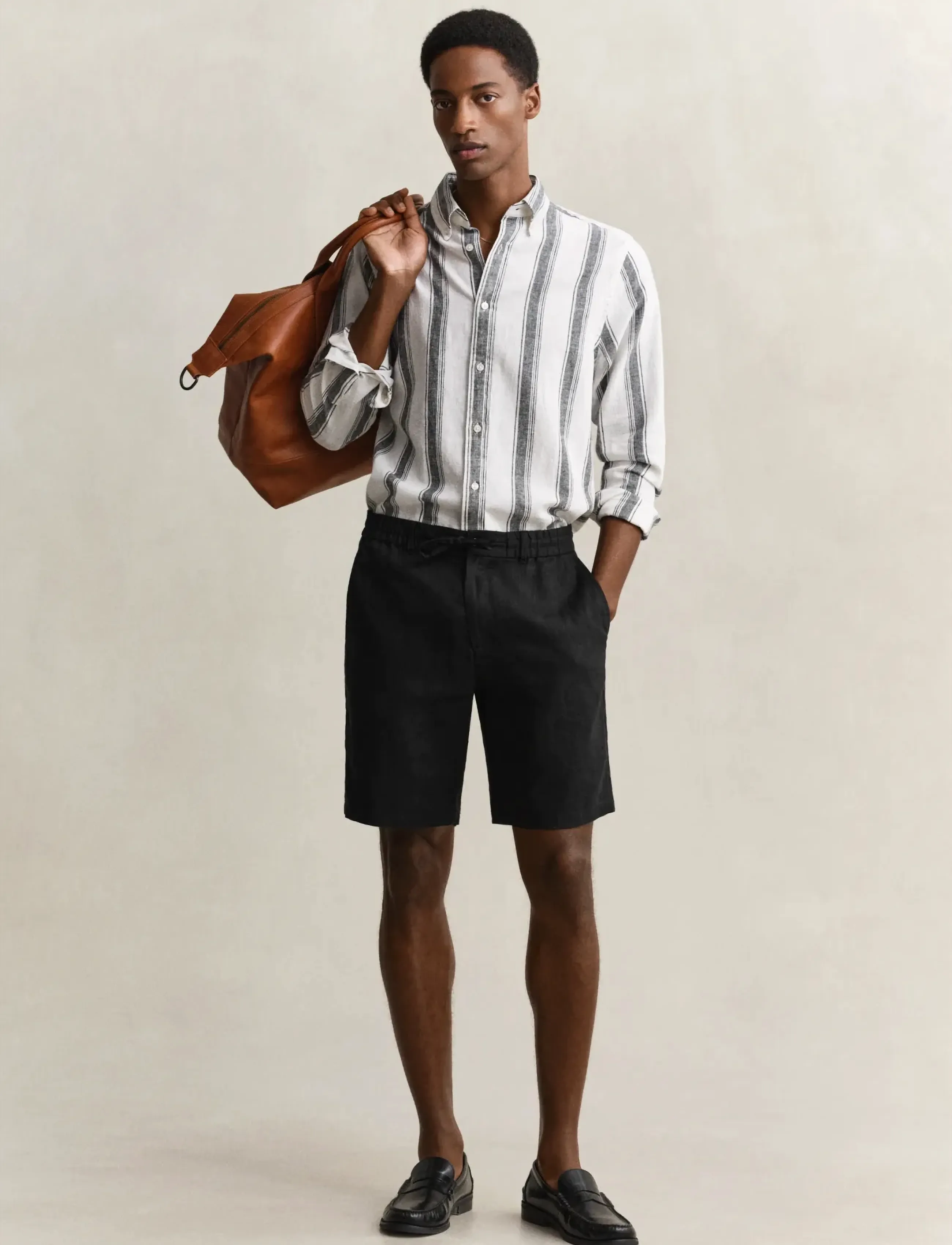 Gant - REG LINEN DS SHORTS - linased lühikesed püksid - black - 4