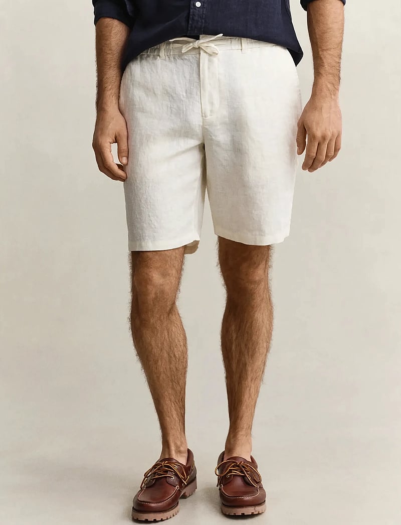 GANT - REG LINEN DS SHORTS - hørshorts - cream - 3