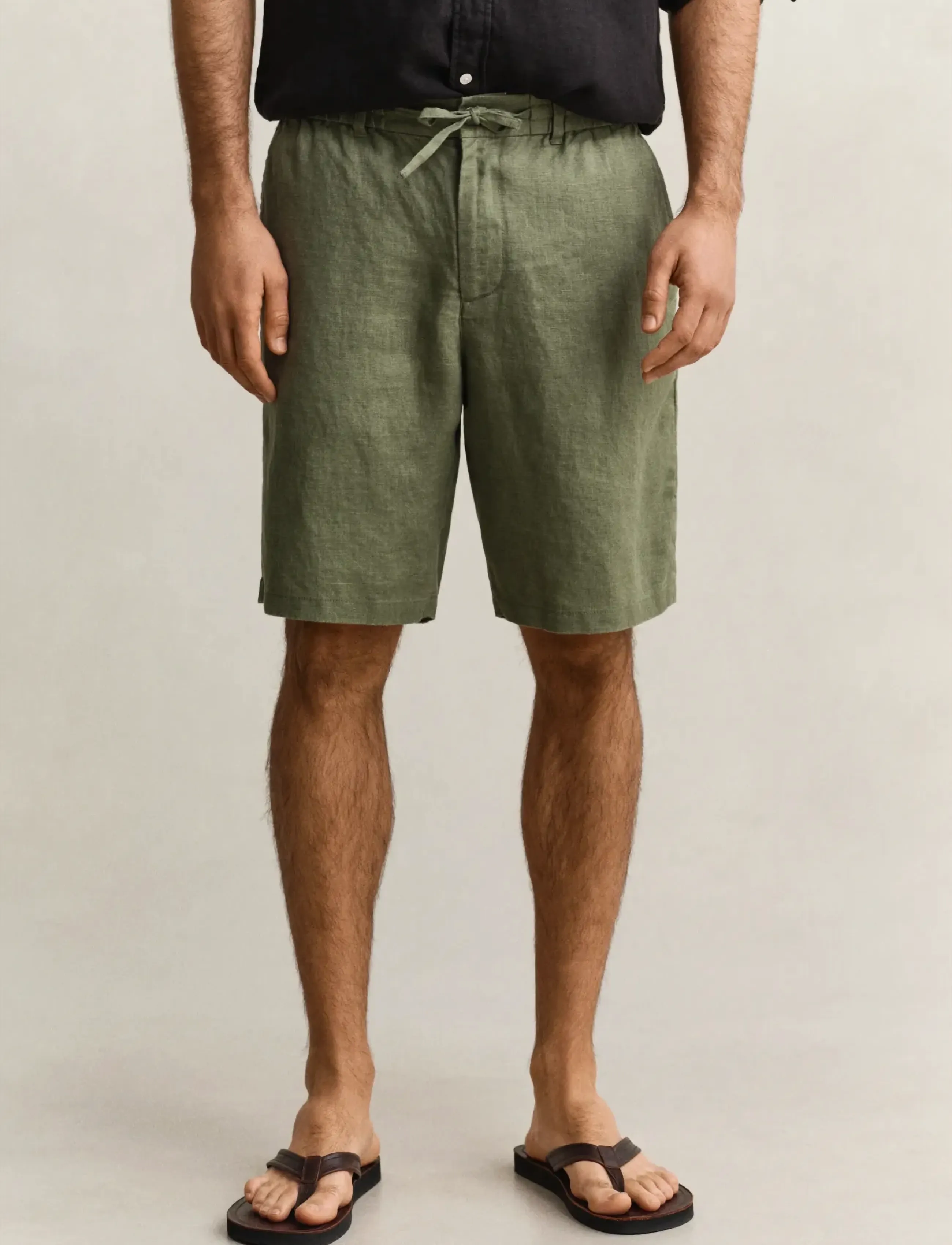 Gant - REG LINEN DS SHORTS - linased lühikesed püksid - dry herb green - 3