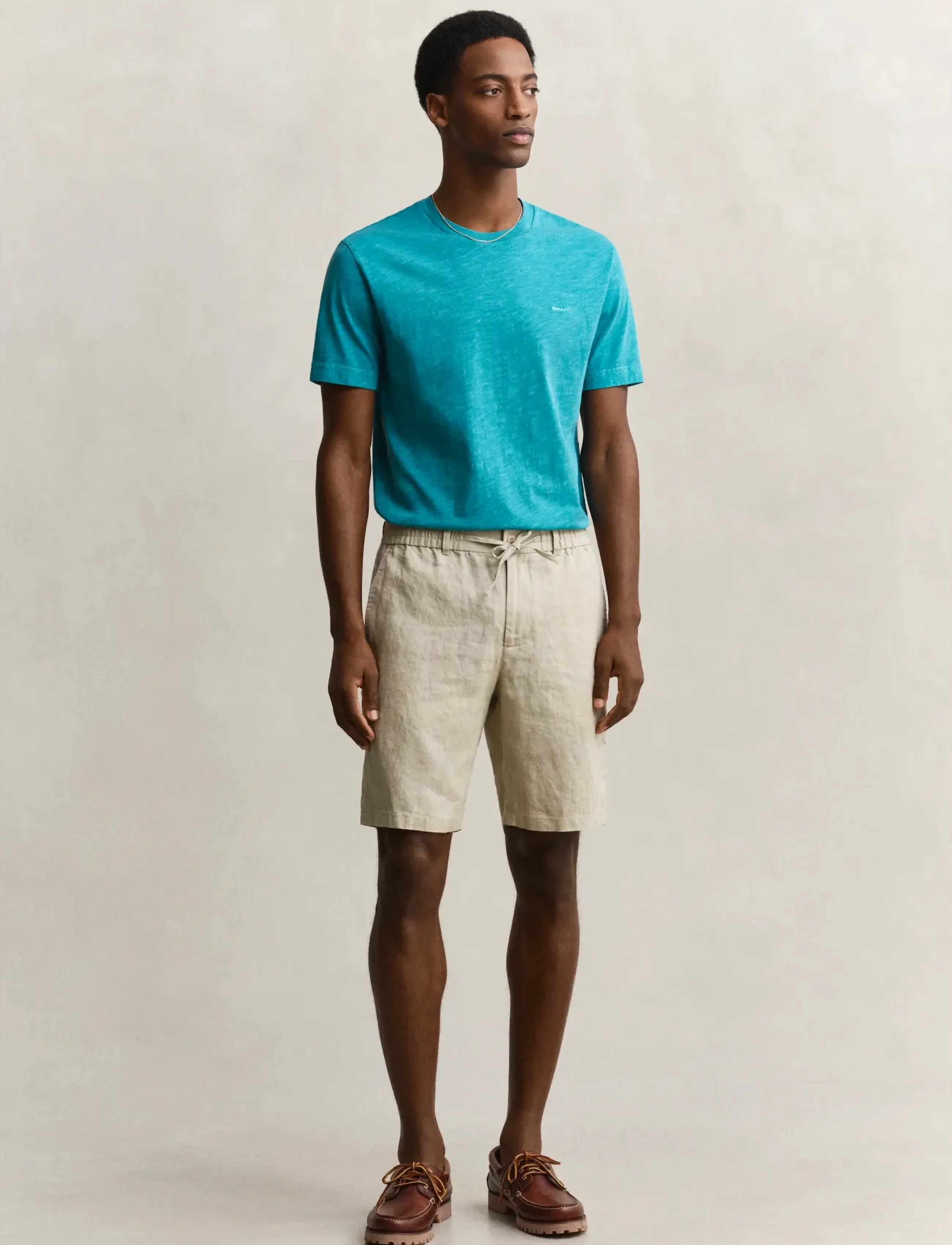 Gant Reg Linen Ds Shorts, Mænd, Linned Shorts Med Snøre, Beige, Str: XXXL